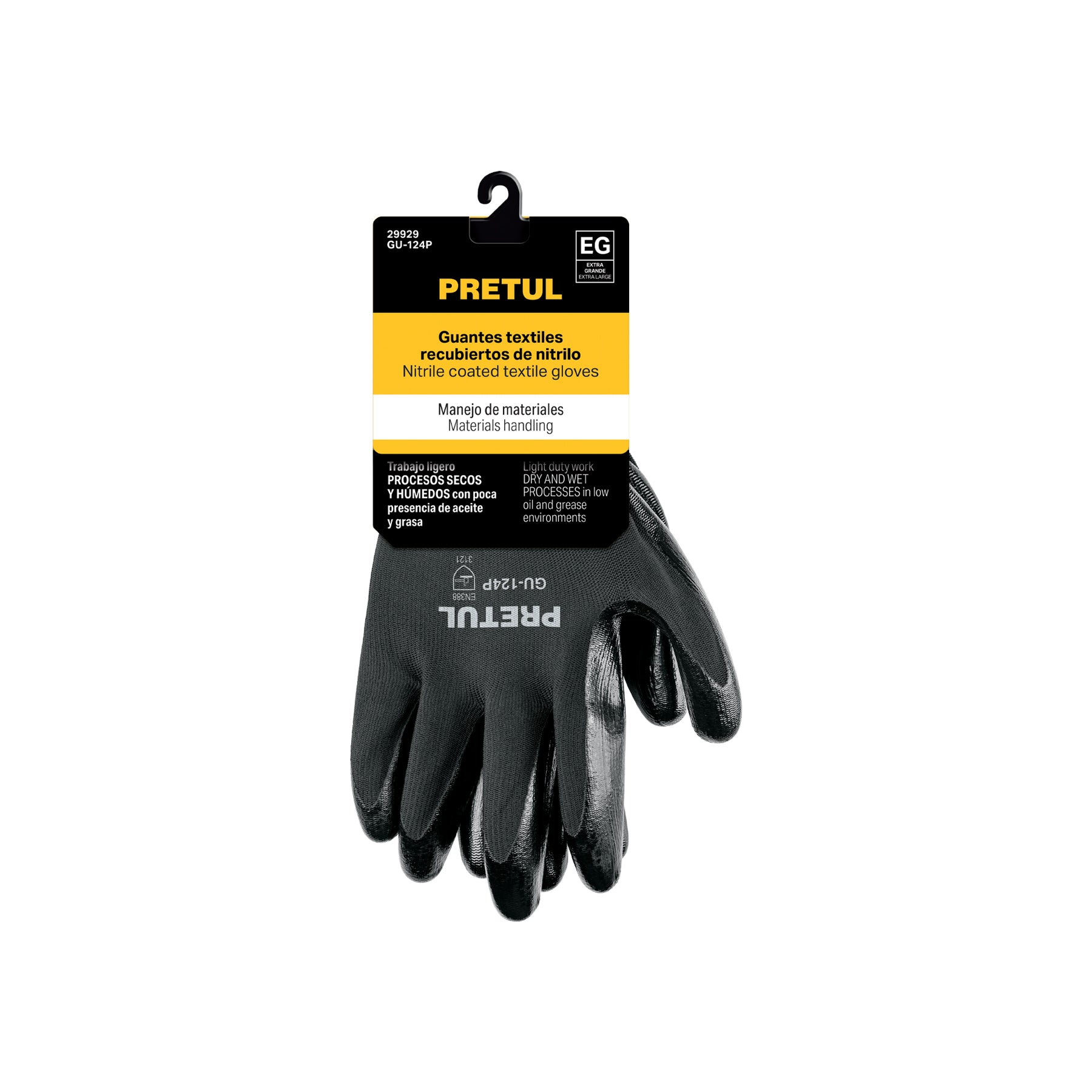 Guantes de nylon recubiertos de nitrilo, XG, PRETUL