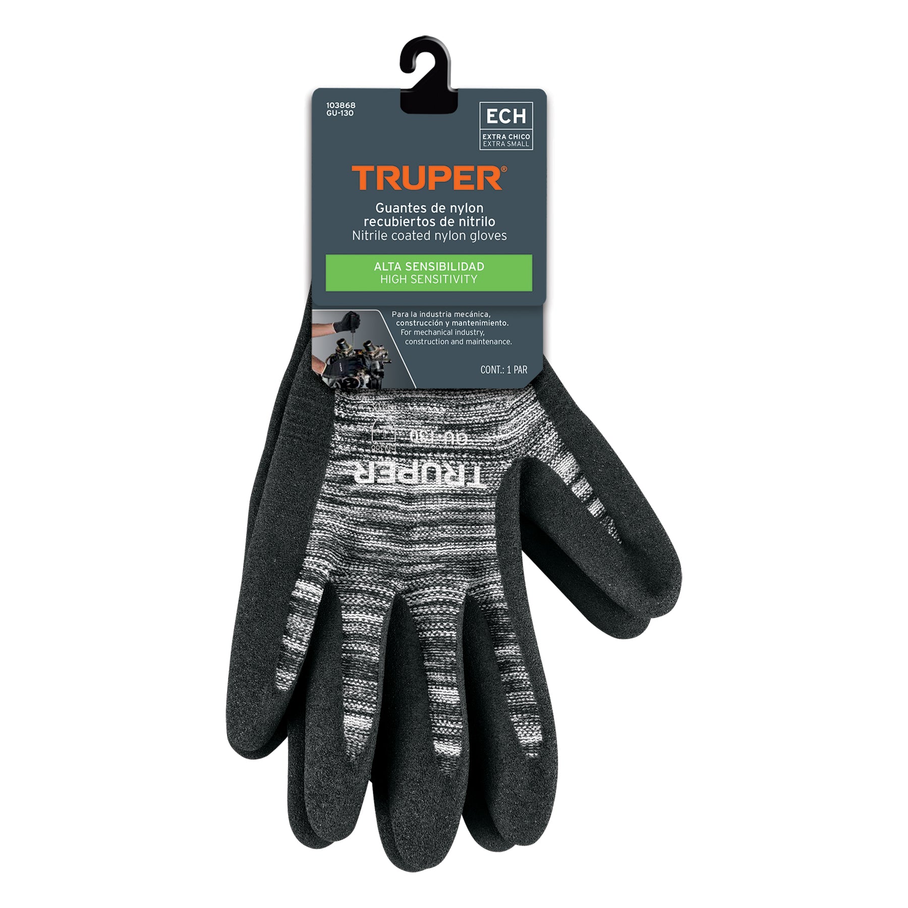Guantes de nylon recubiertos de nitrilo arenoso, XCH, TRUPER