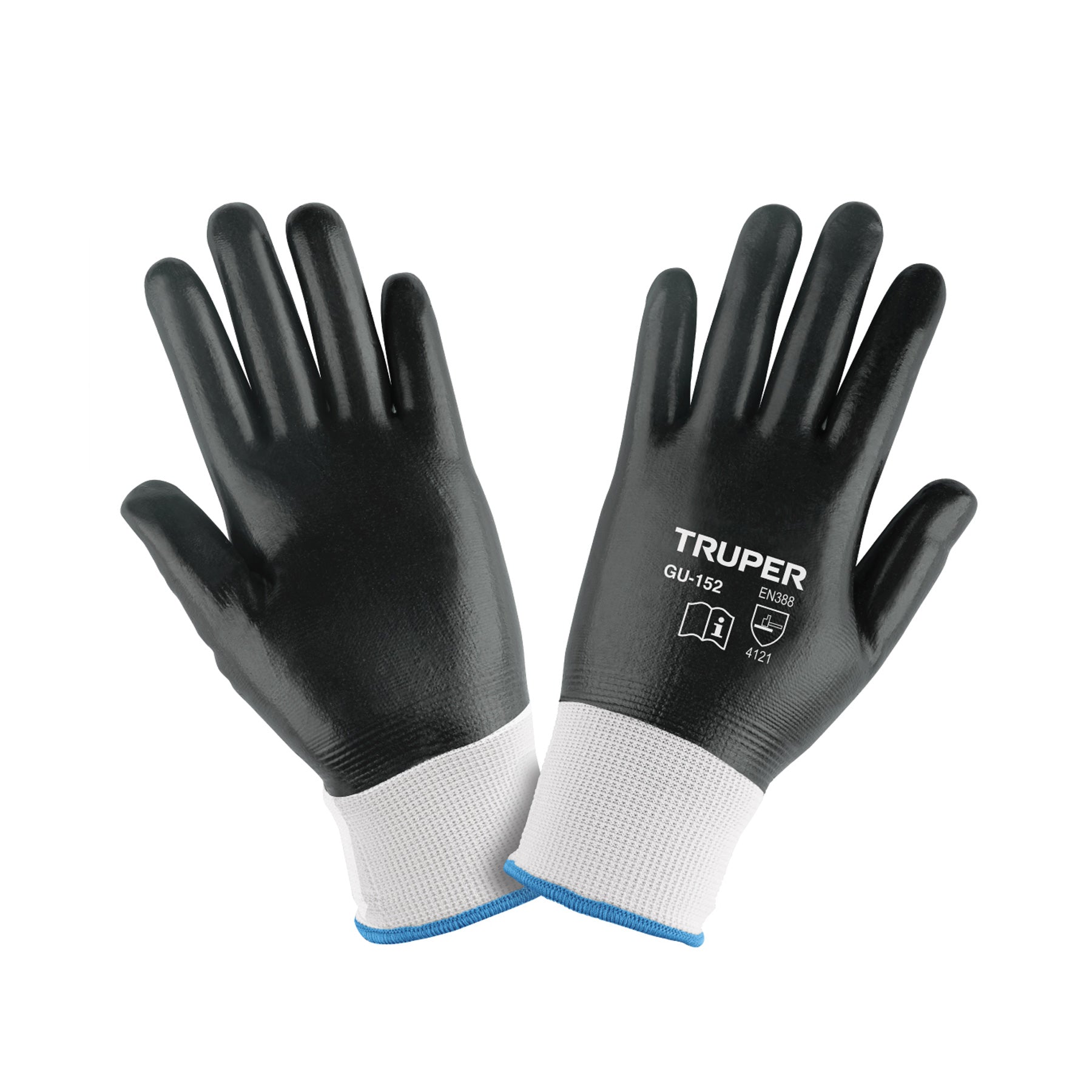 Guantes de poliéster recubiertos de nitrilo, M, TRUPER