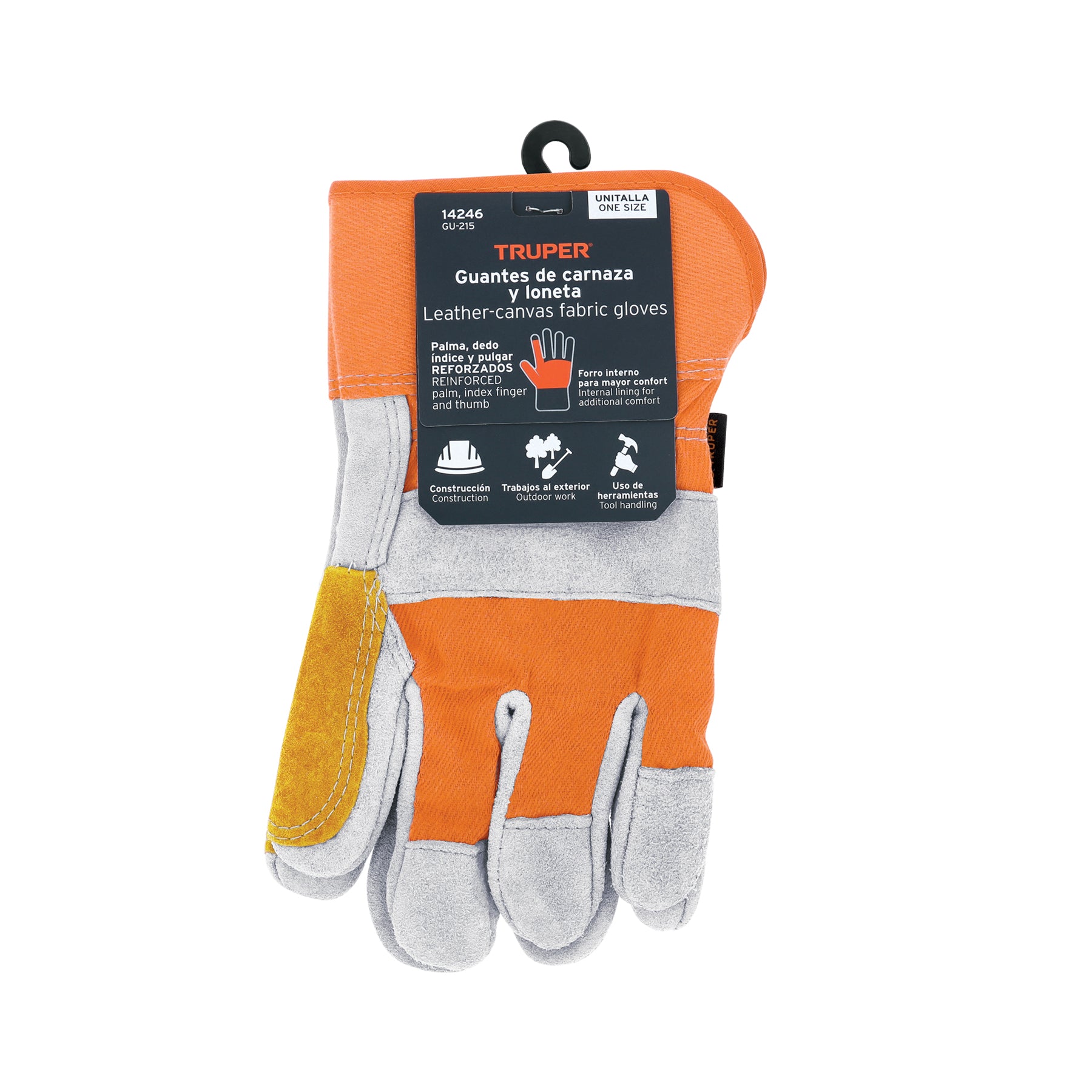 Guantes de carnaza y loneta, con refuerzo, unitalla, TRUPER