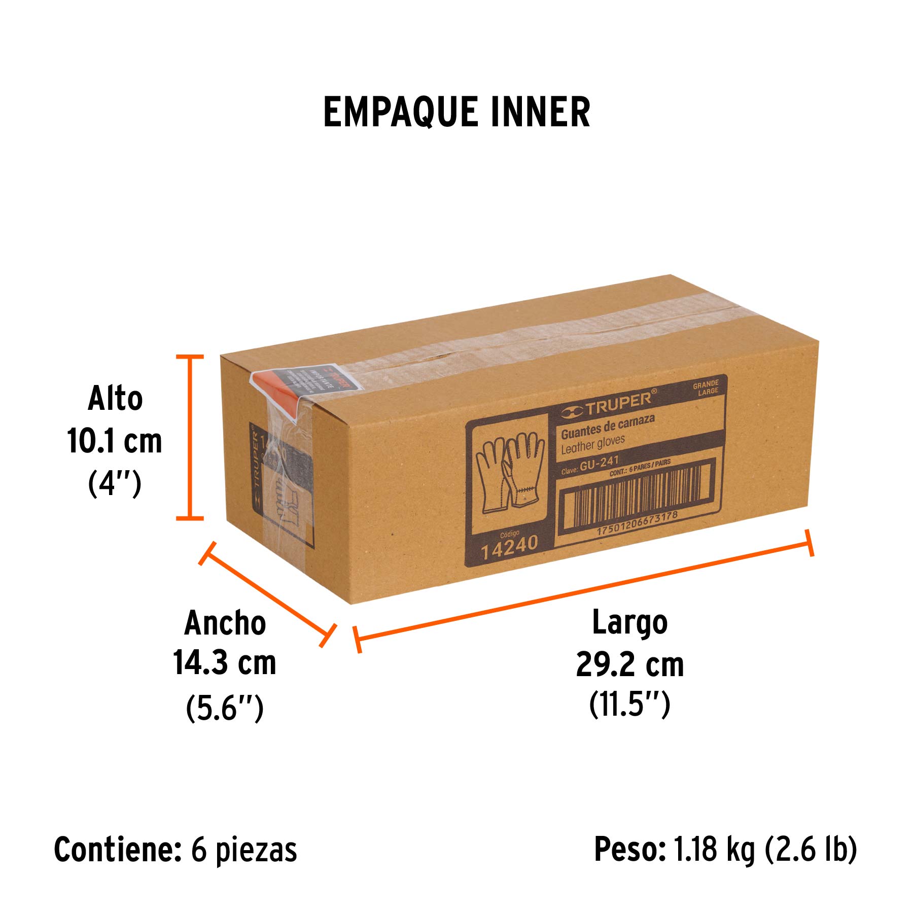 Guantes de carnaza, usos generales, G, TRUPER - Empaque