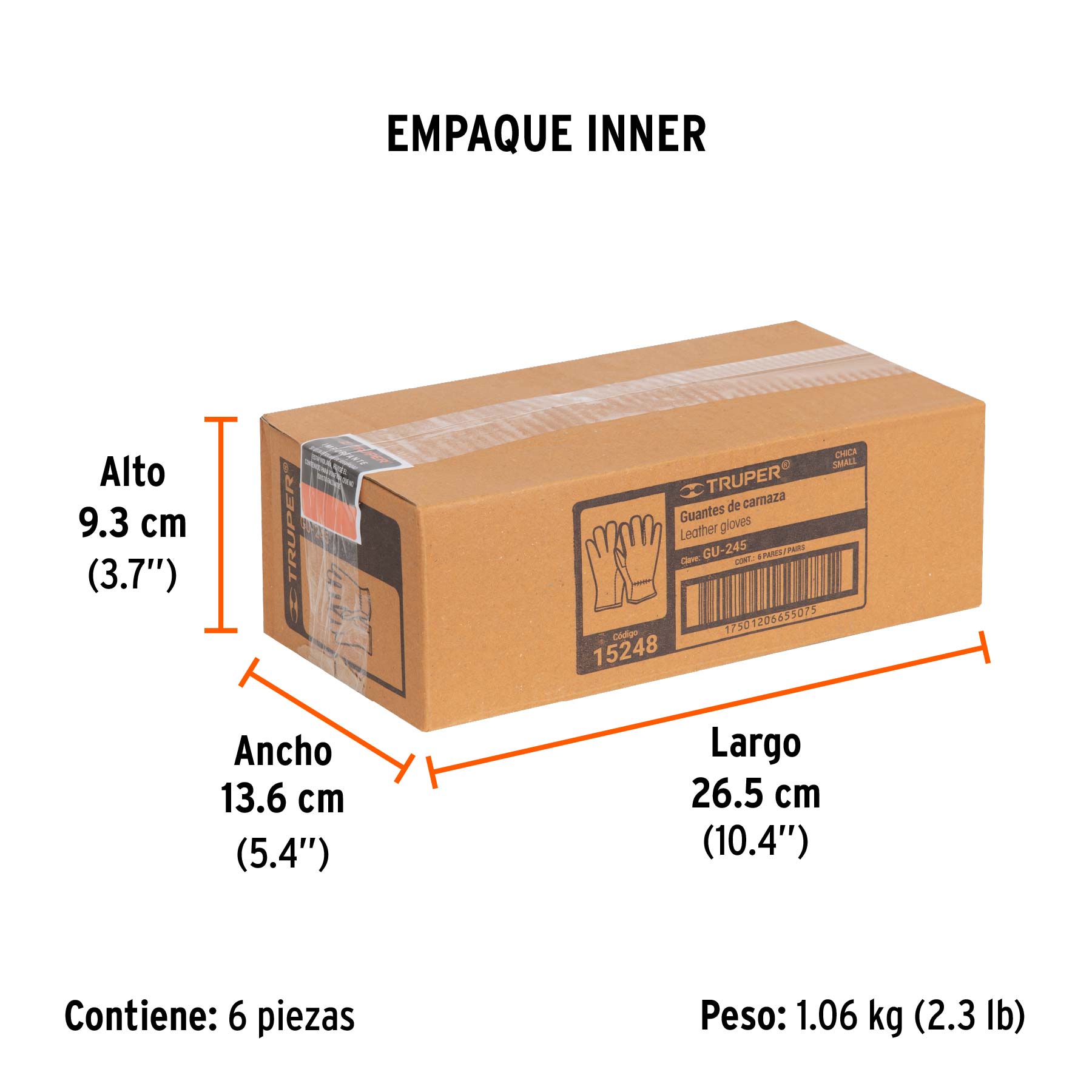 Guantes de carnaza, usos generales, CH, TRUPER - Empaque