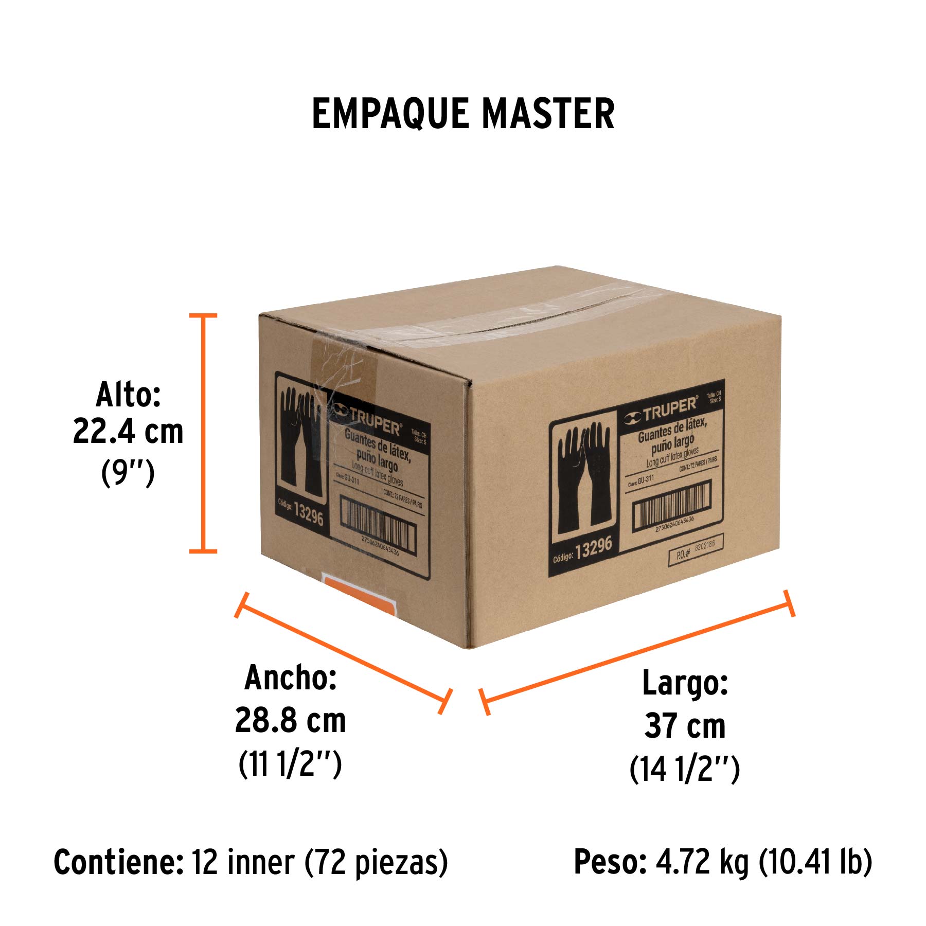 Guantes de látex para limpieza, CH, TRUPER - Empaque