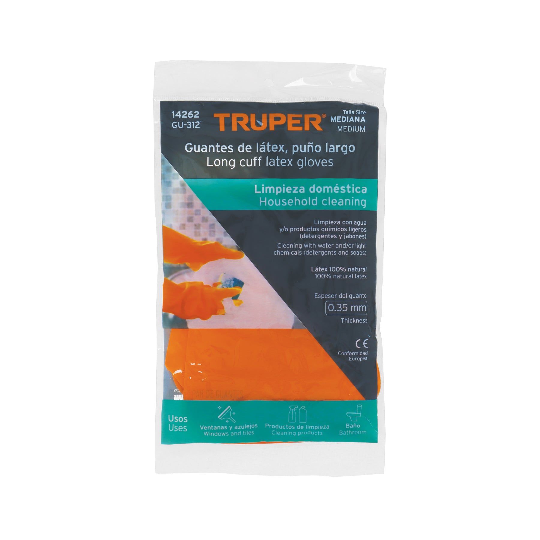 Guantes de látex para limpieza, M, TRUPER