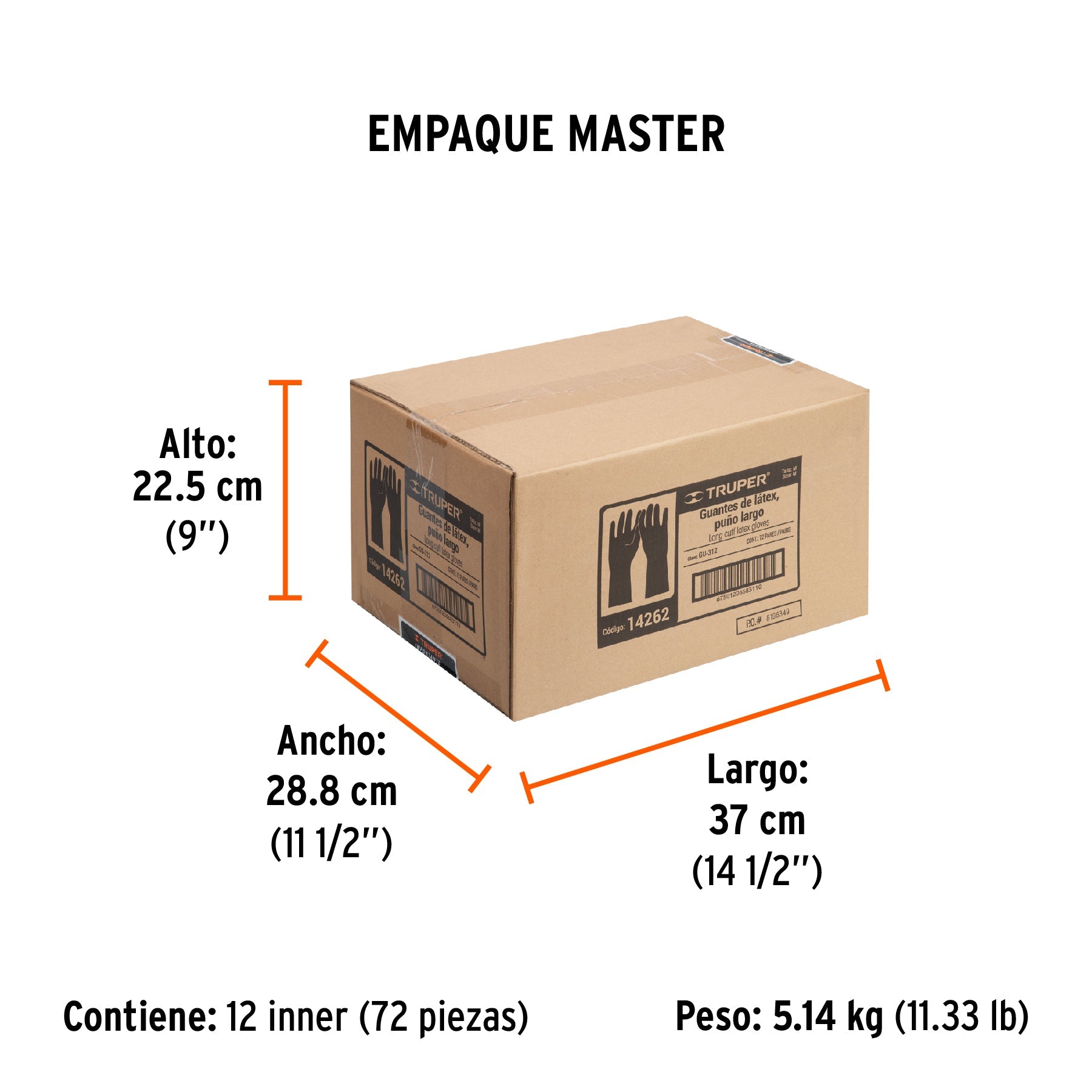 Guantes de látex para limpieza, M, TRUPER - Empaque