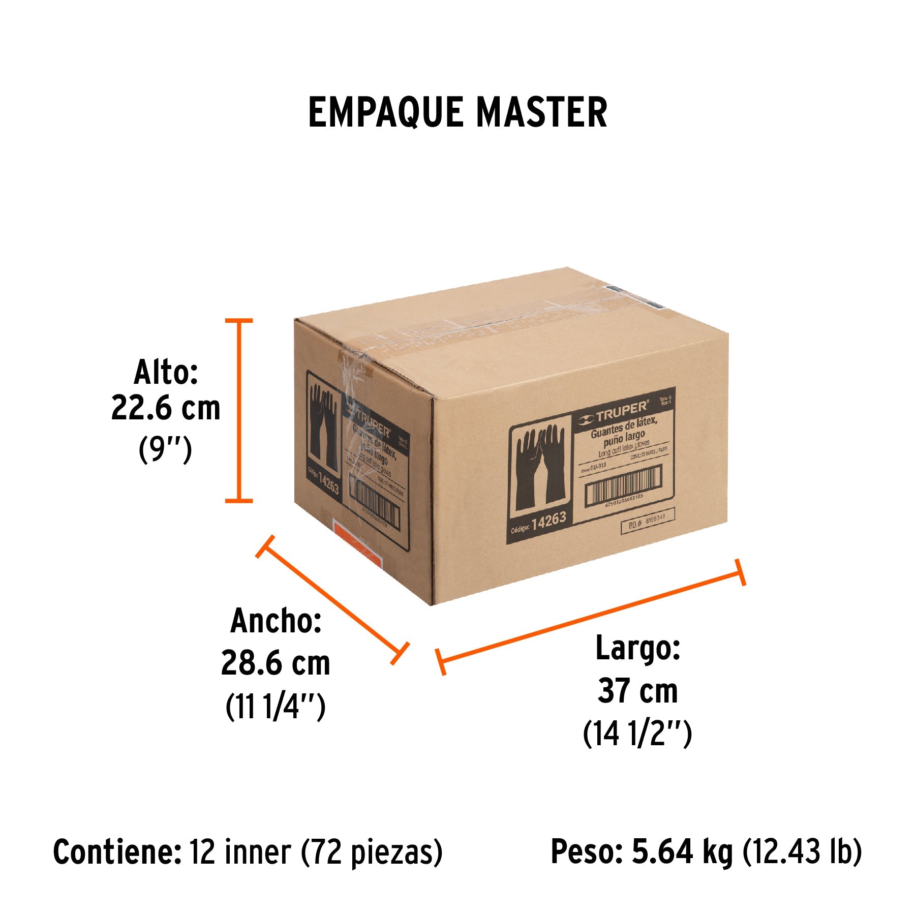 Guantes de látex para limpieza, G, TRUPER - Empaque