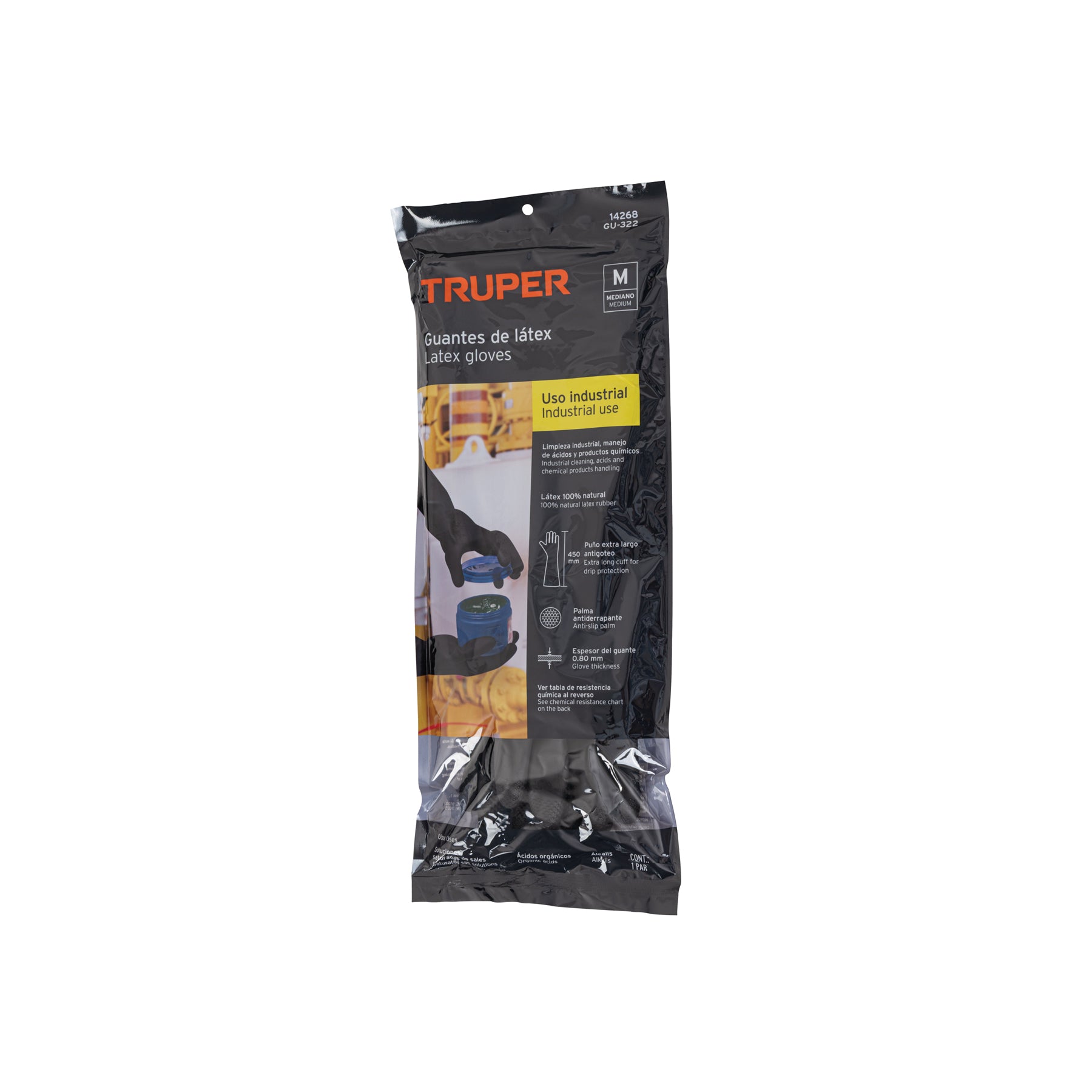 Guantes de látex industriales, M, TRUPER