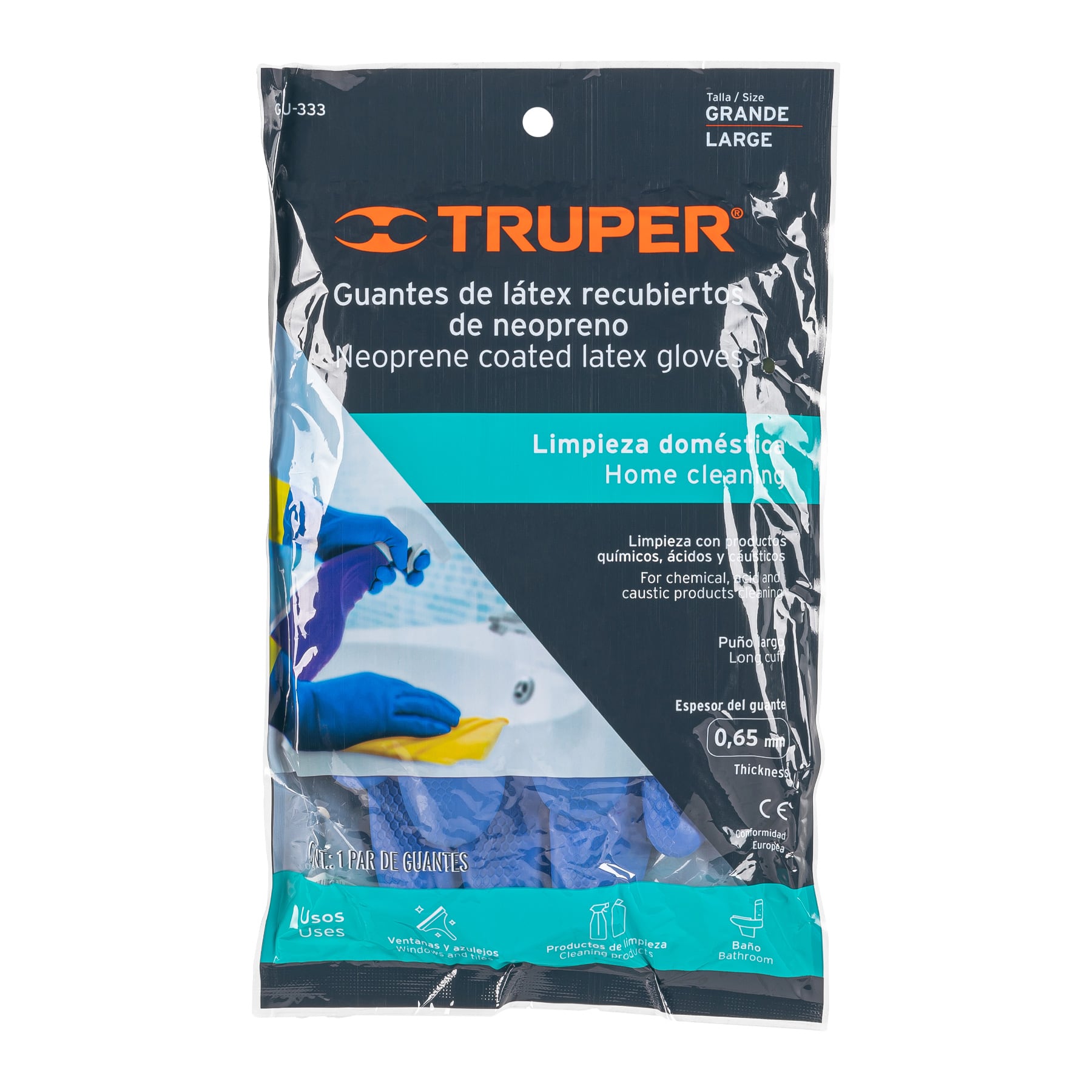 Guantes de látex reforzados para limpieza, G, TRUPER