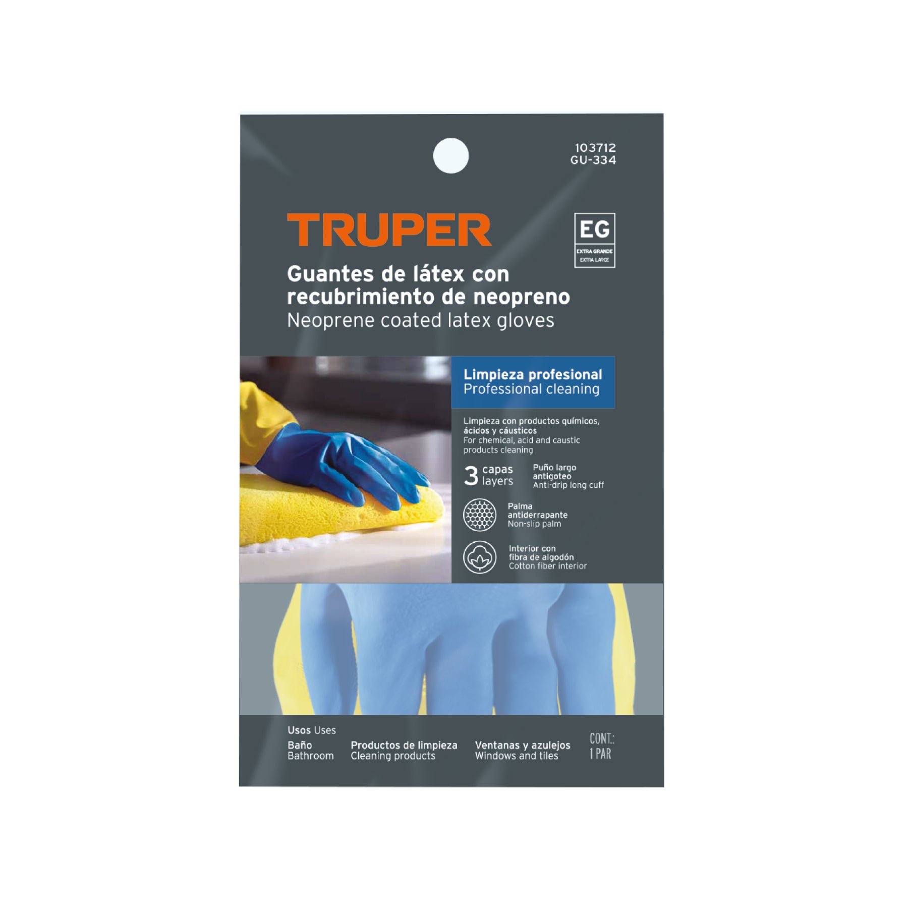 Guantes de látex reforzados para limpieza, EG, TRUPER