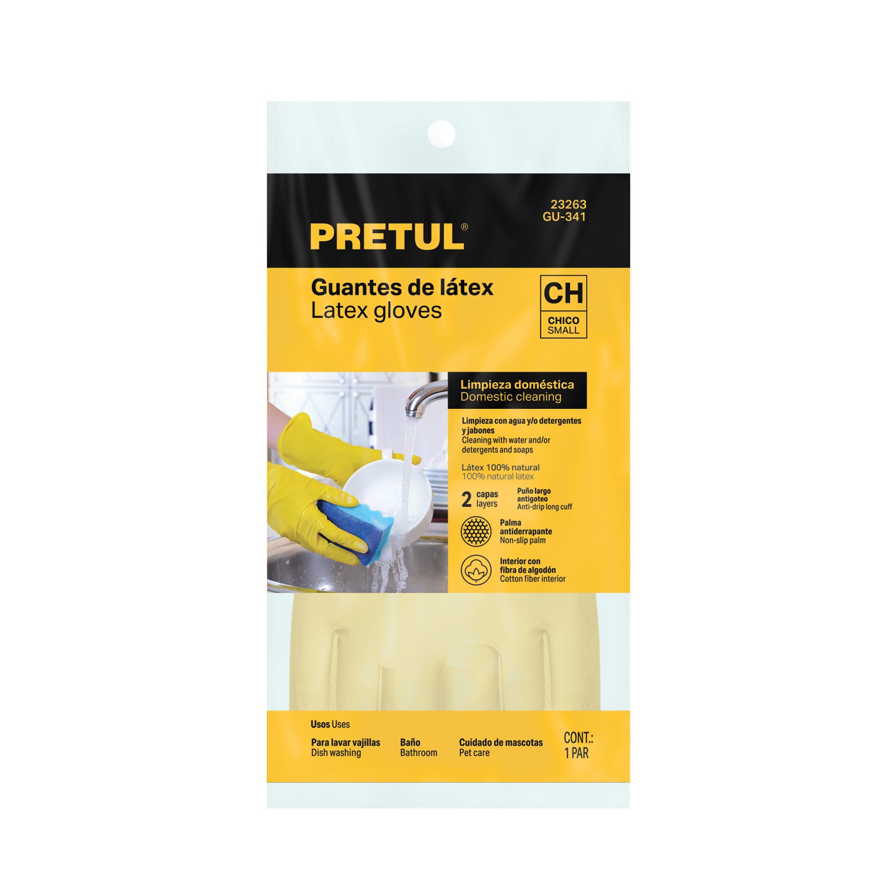 Guantes de látex para limpieza, CH, PRETUL