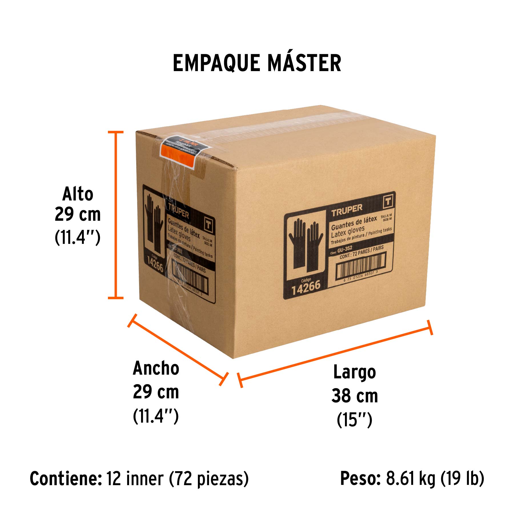 Guantes de látex para pintor, M, TRUPER - Empaque