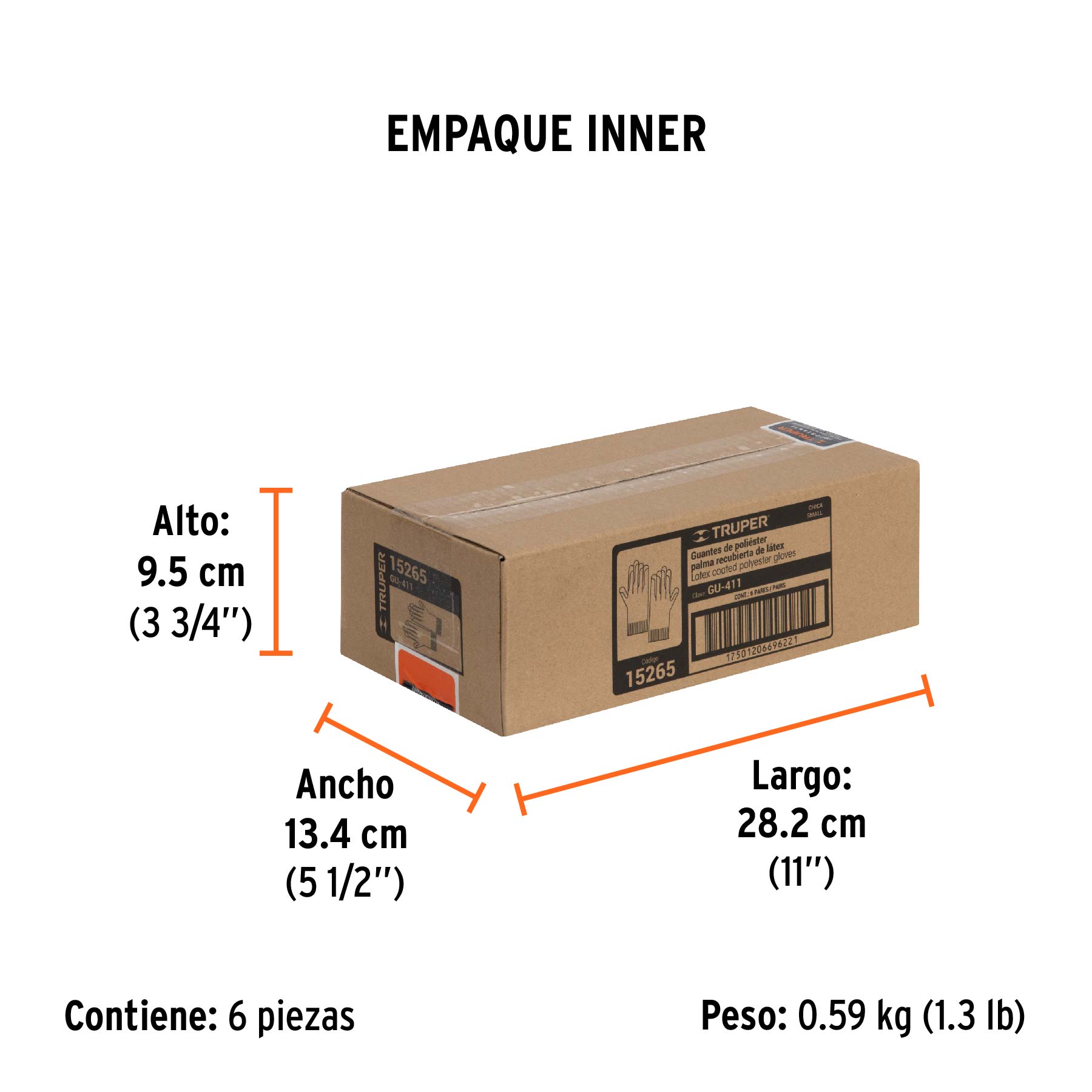 Guantes de poliéster recubiertos de látex, CH, TRUPER - Empaque