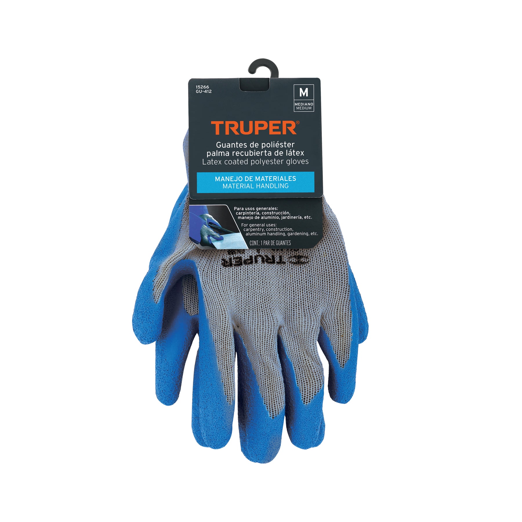 Guantes de poliéster recubiertos de látex, M, TRUPER