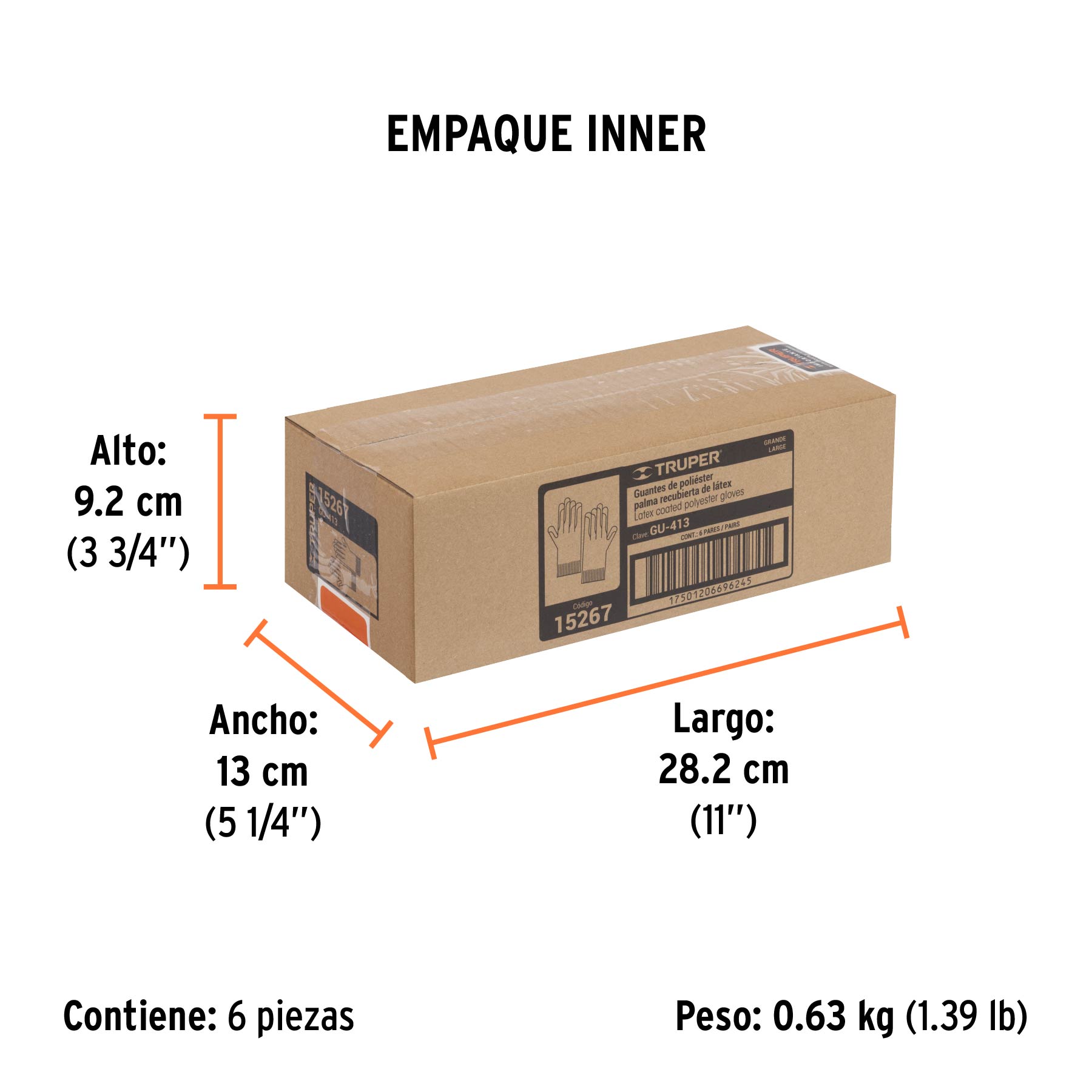 Guantes de poliéster recubiertos de látex, G, TRUPER - Empaque