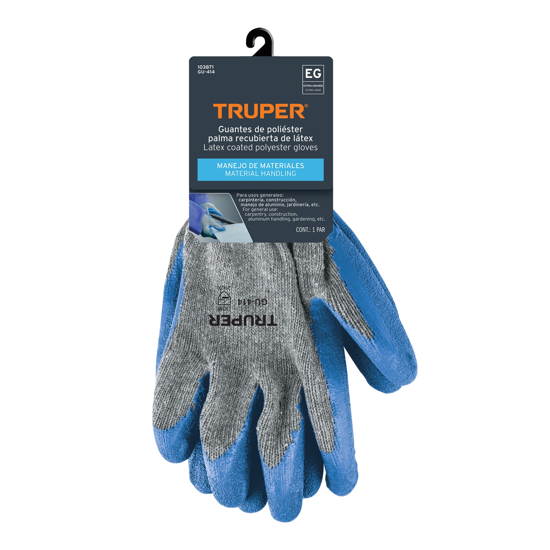 Guantes de poliéster recubiertos de látex, XG, TRUPER