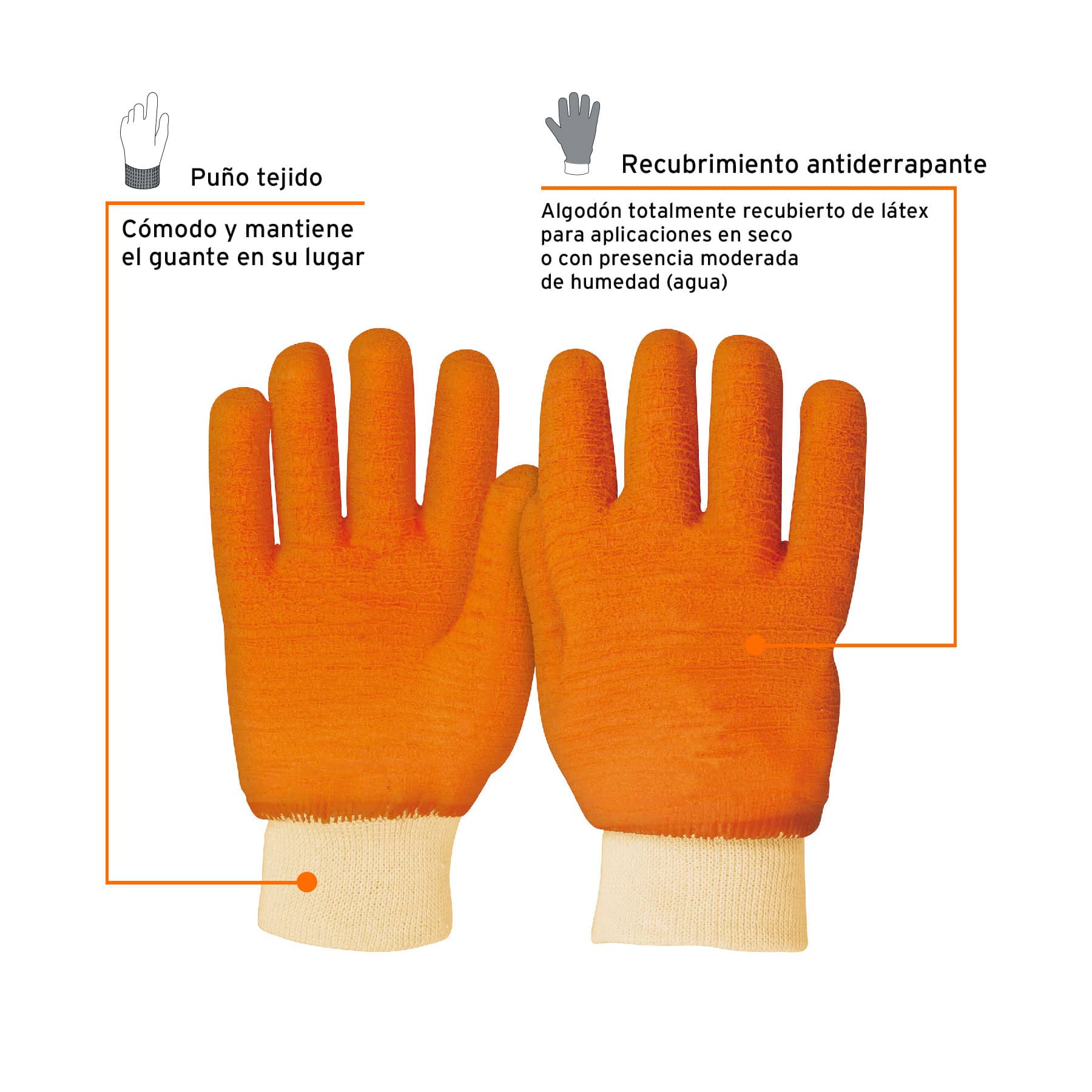 Guantes de algodón recubiertos de látex, unitalla, TRUPER