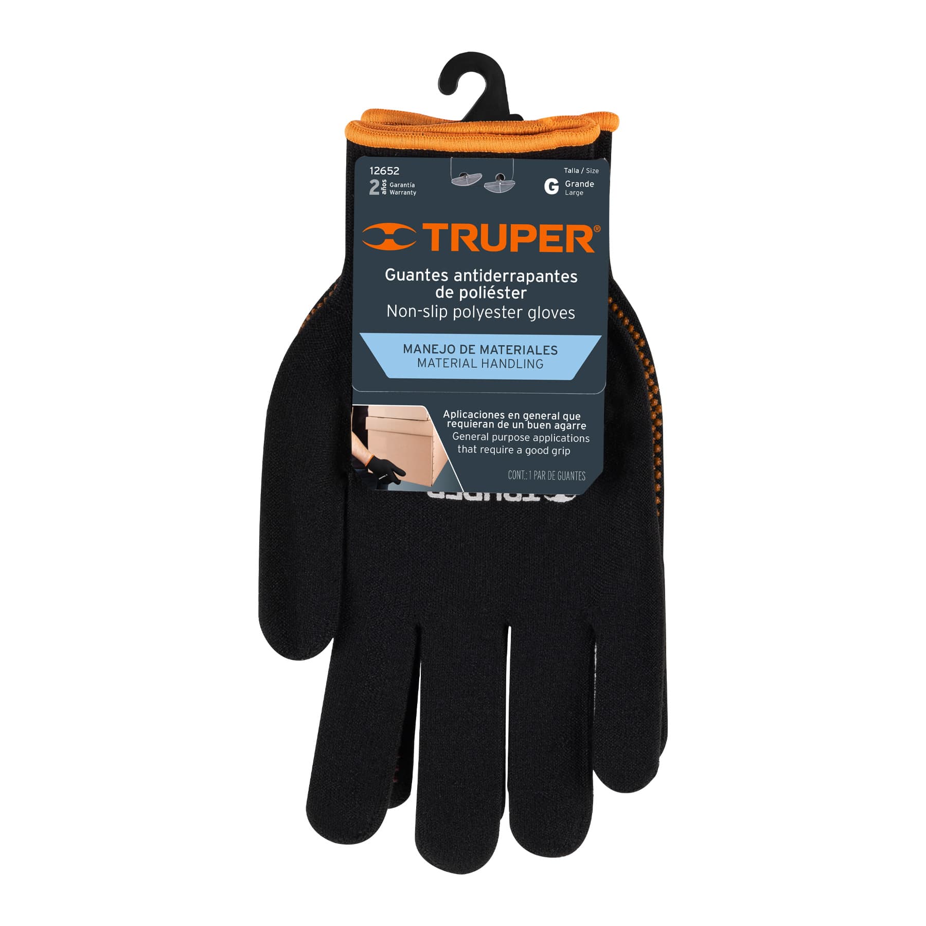 Guantes de poliéster con puntos de PVC en palma, G, TRUPER