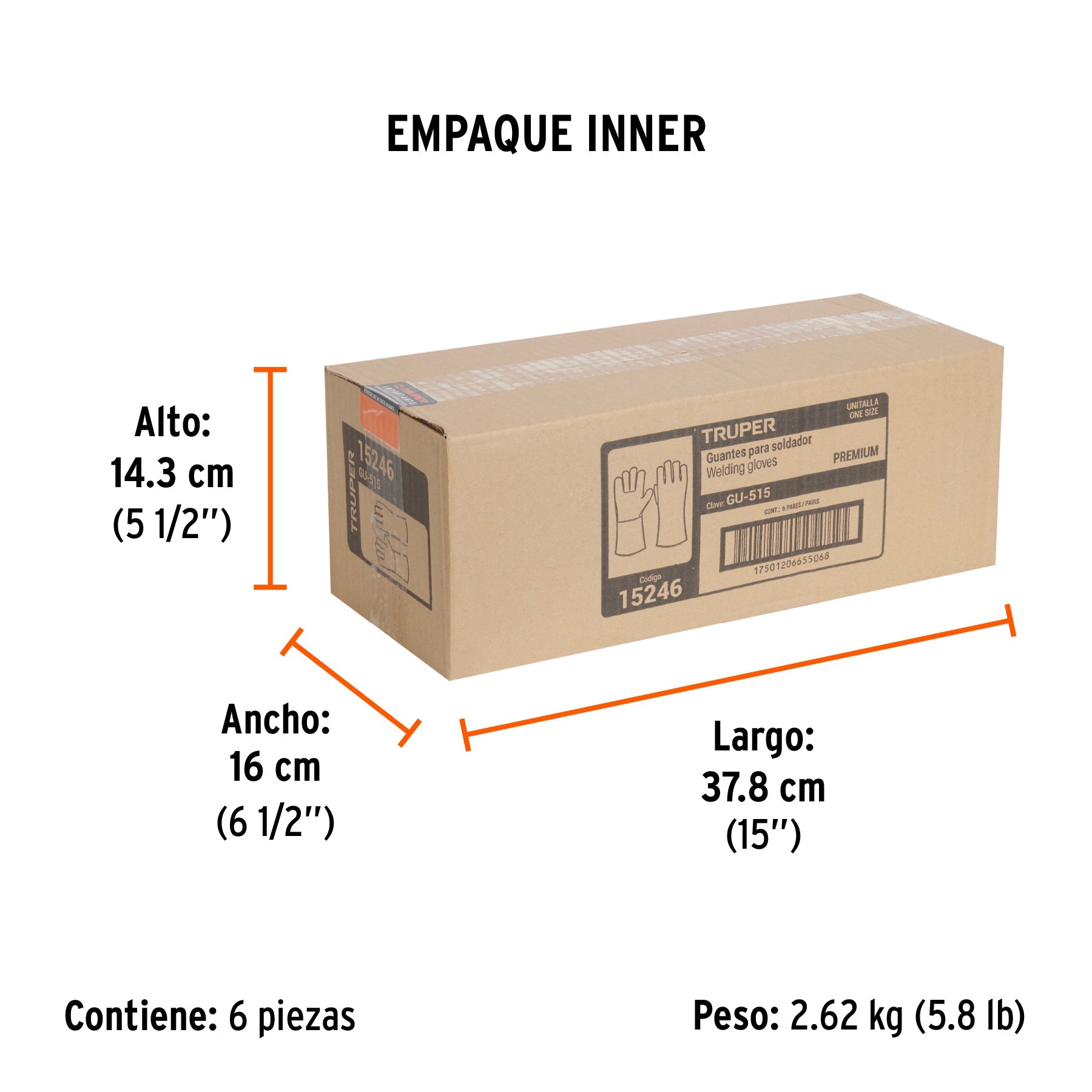 Guantes para soldador, reforzados, azules, TRUPER - Empaque