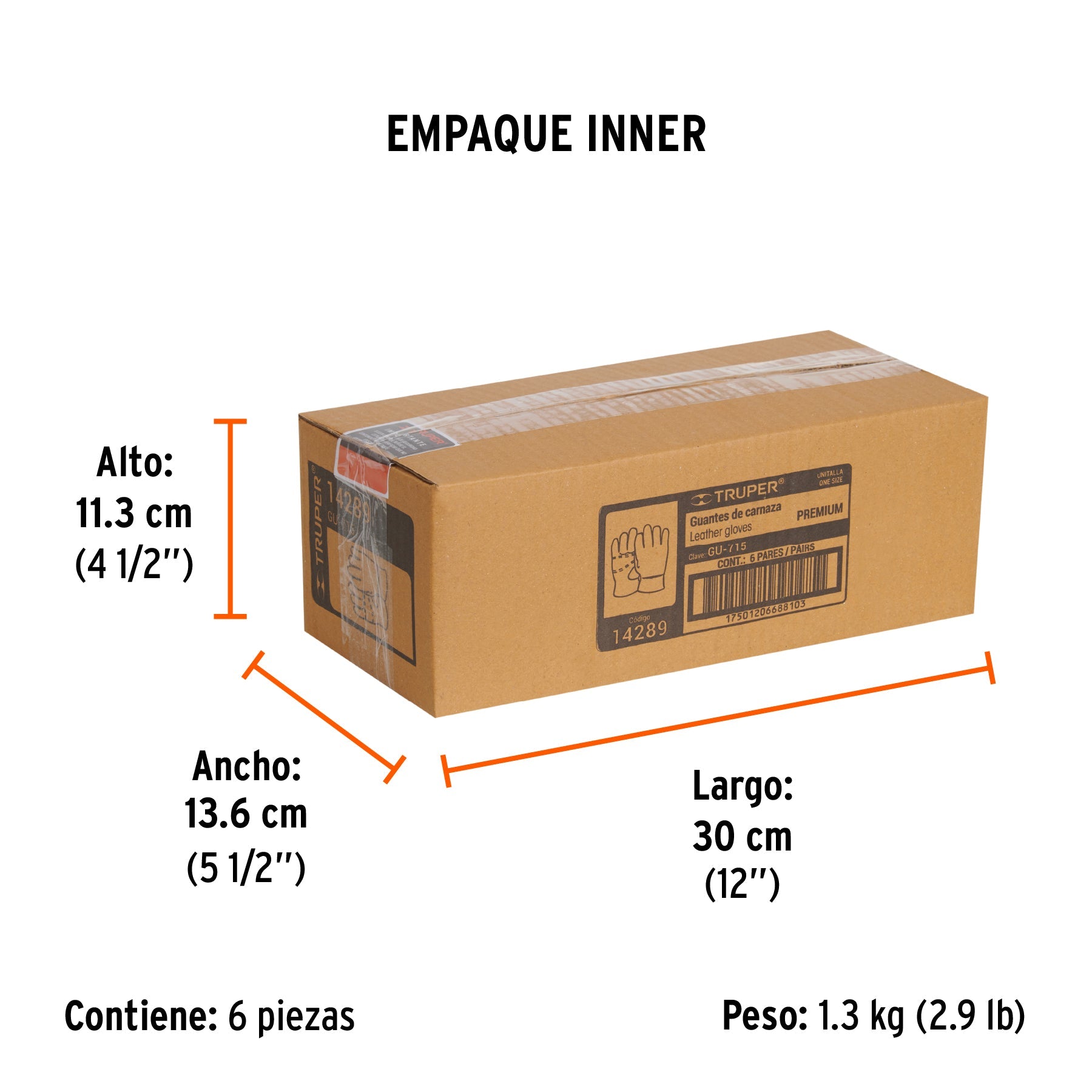 Guantes de carnaza para electricista, TRUPER - Empaque