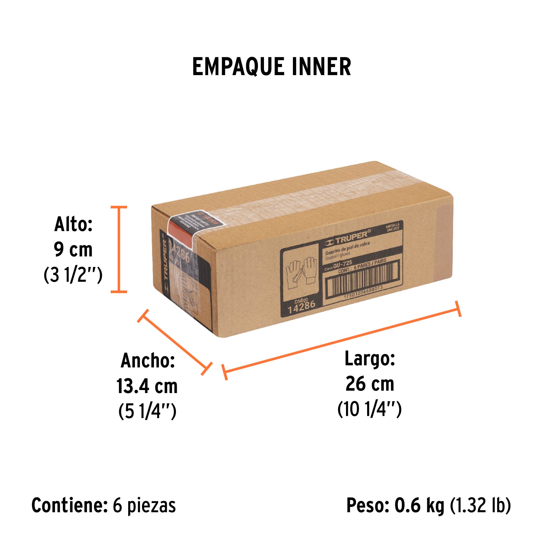 Guantes de piel de cabra, tipo operador, TRUPER - Empaque