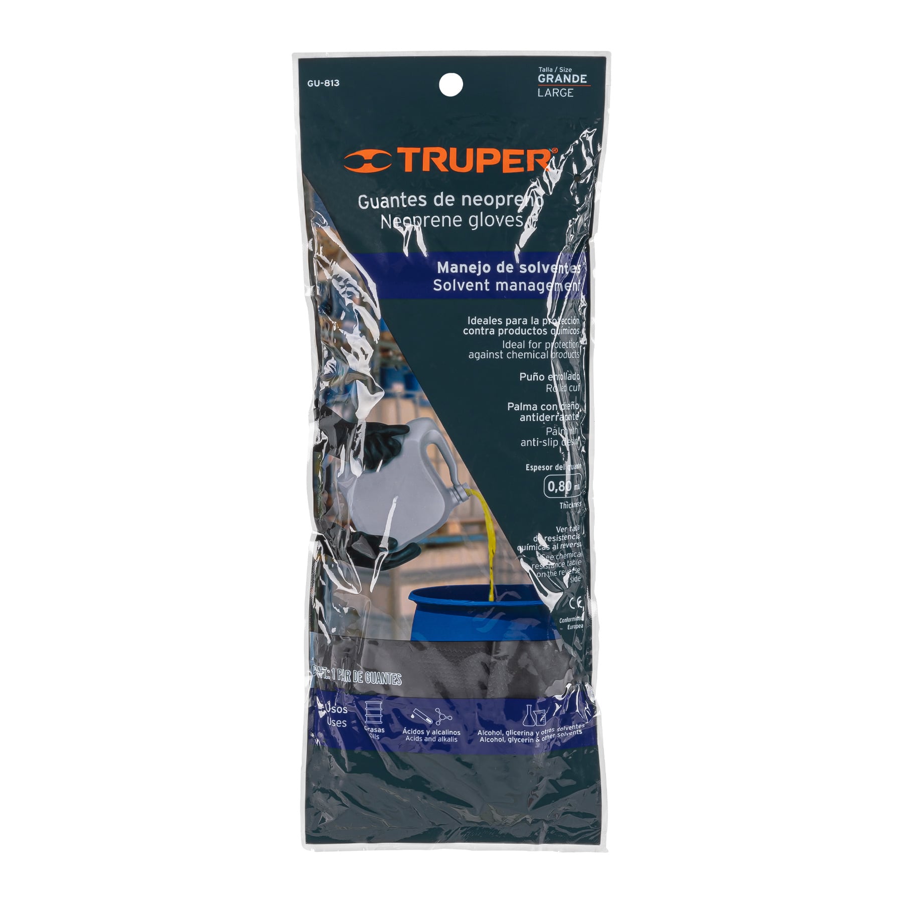 Guantes de neopreno para manejo de químicos, G, TRUPER