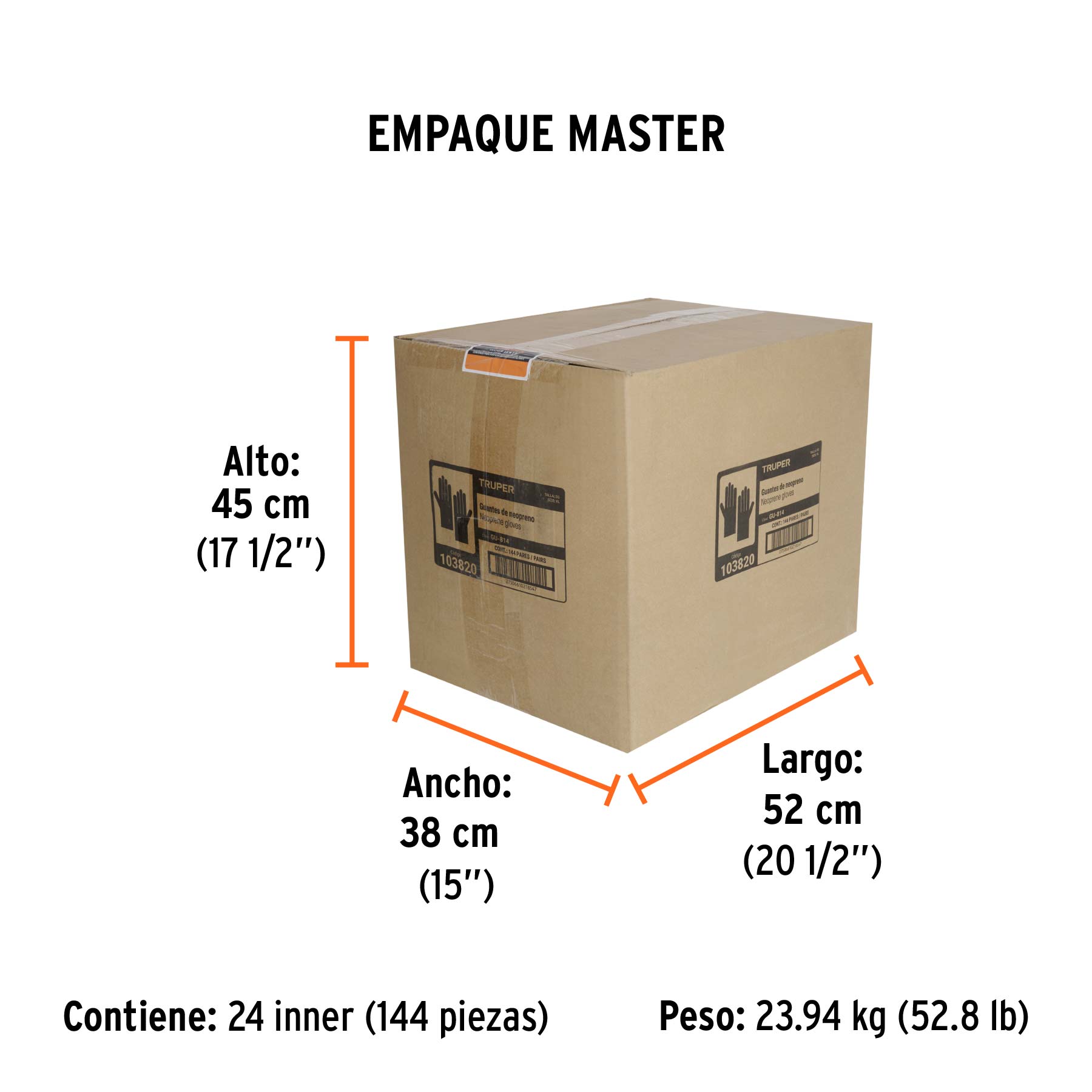 Guantes de neopreno p/manejo de químicos, XG, TRUPER - Empaque