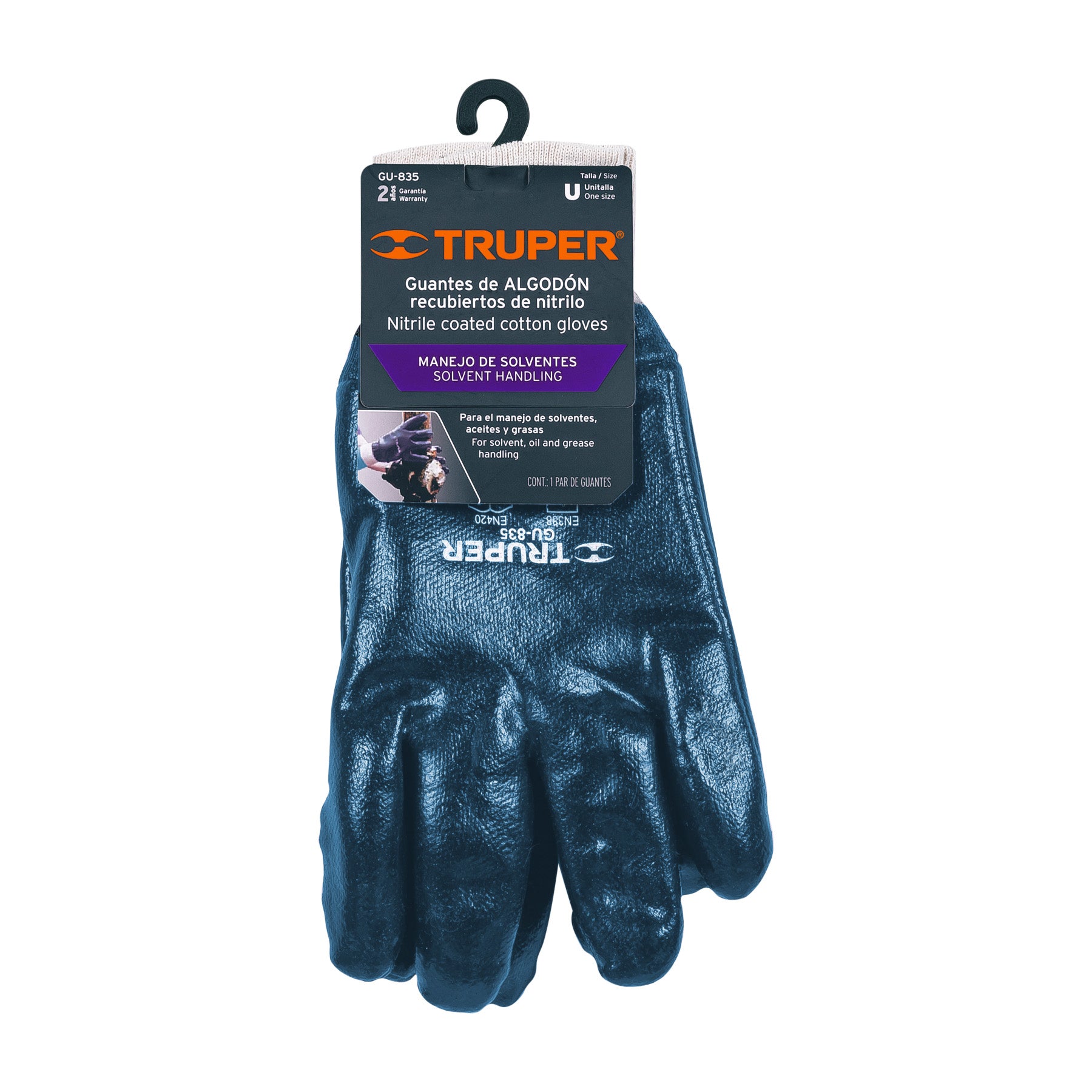 Guantes de algodón recubiertos de nitrilo puño tejido,TRUPER