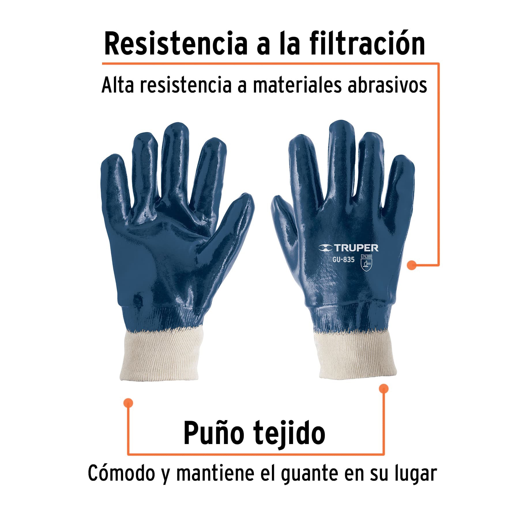 Guantes de algodón recubiertos de nitrilo puño tejido,TRUPER