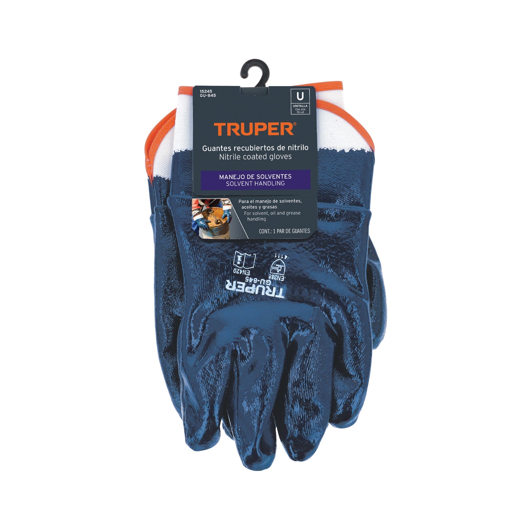 Guantes de algodón recubiertos de nitrilo, puño de seguridad