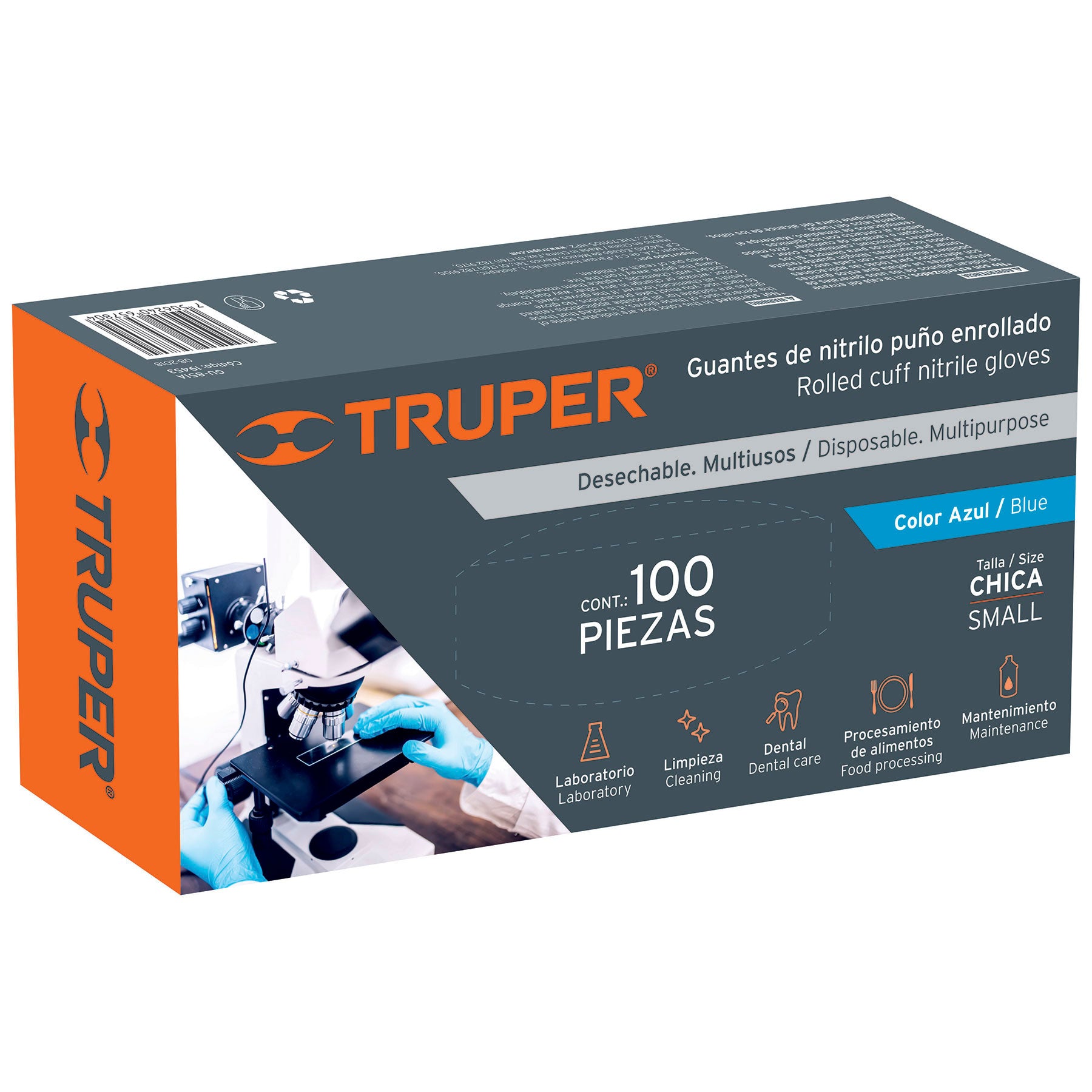 Guantes de nitrilo, desechable, azul, chico, caja 100 piezas