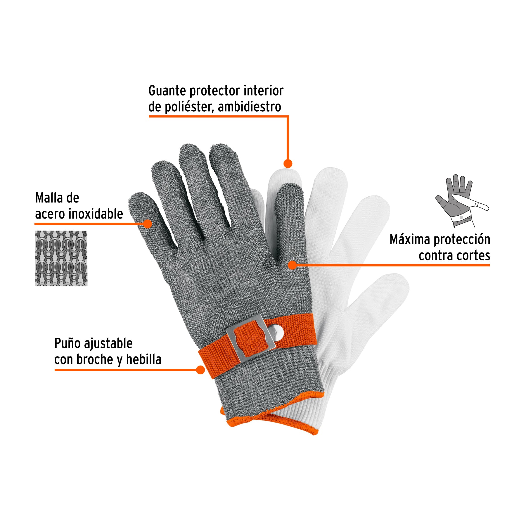 Guante Anticorte NV 5 de Acero Inoxidable, CH, TRUPER