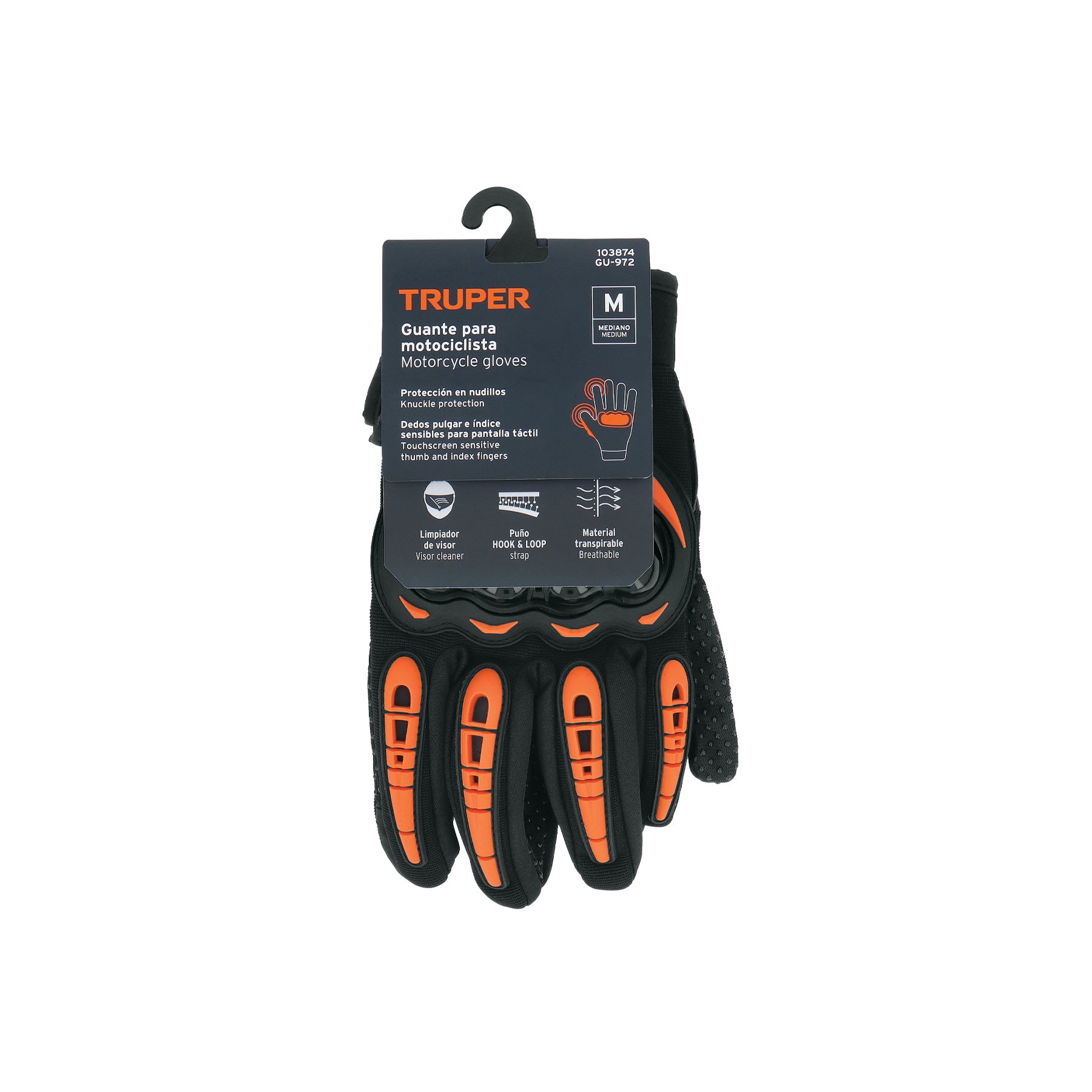 Guante con protección para motociclista, M, TRUPER
