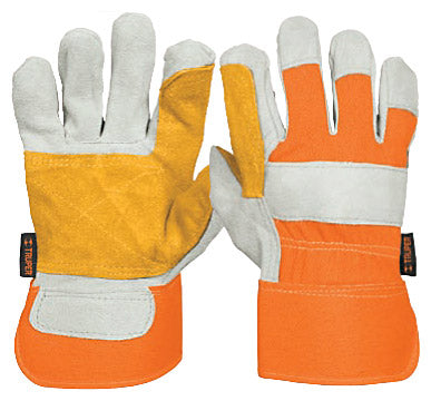 Guantes de carnaza y loneta, con refuerzo, chicos