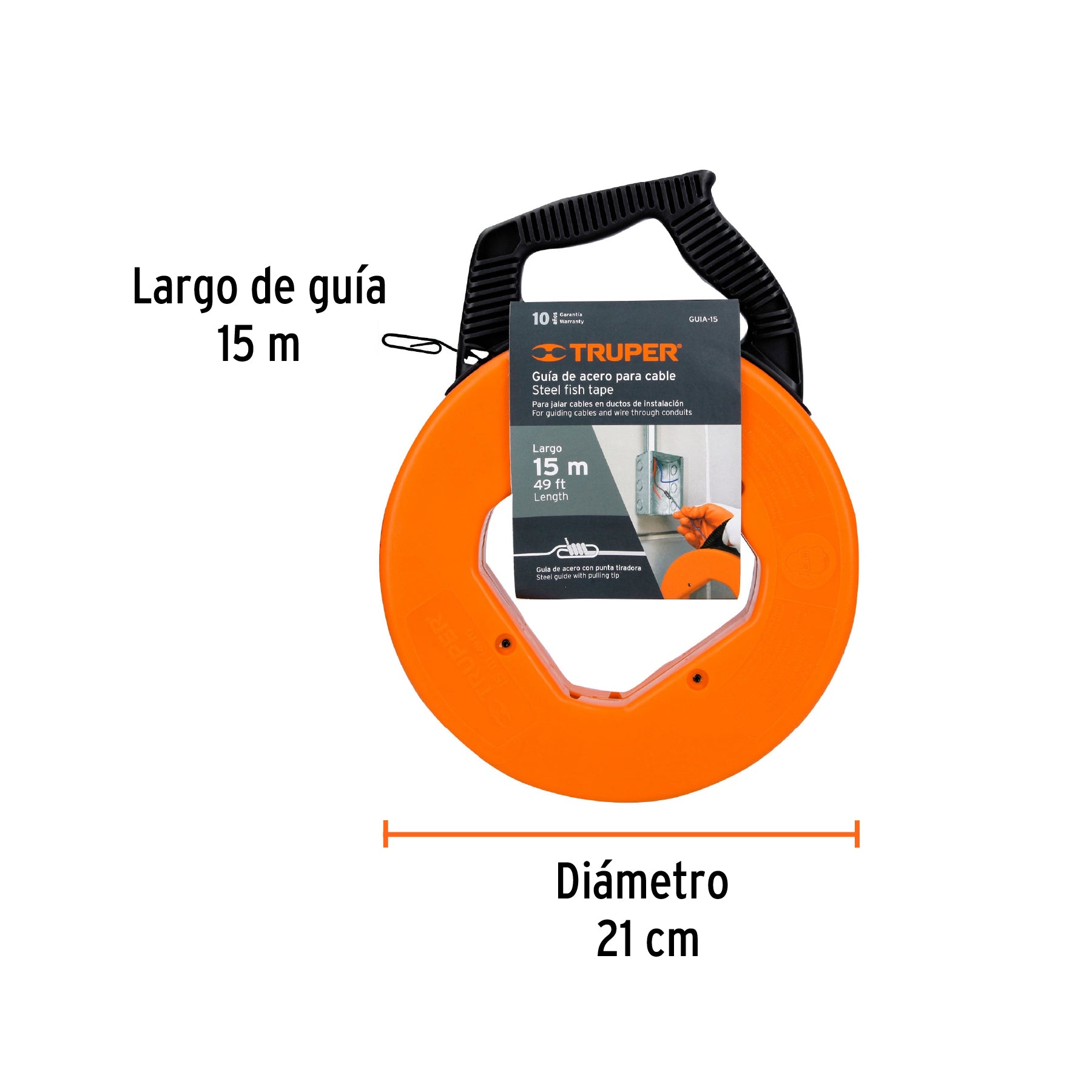 Guía de acero de 15 m para cable, TRUPER