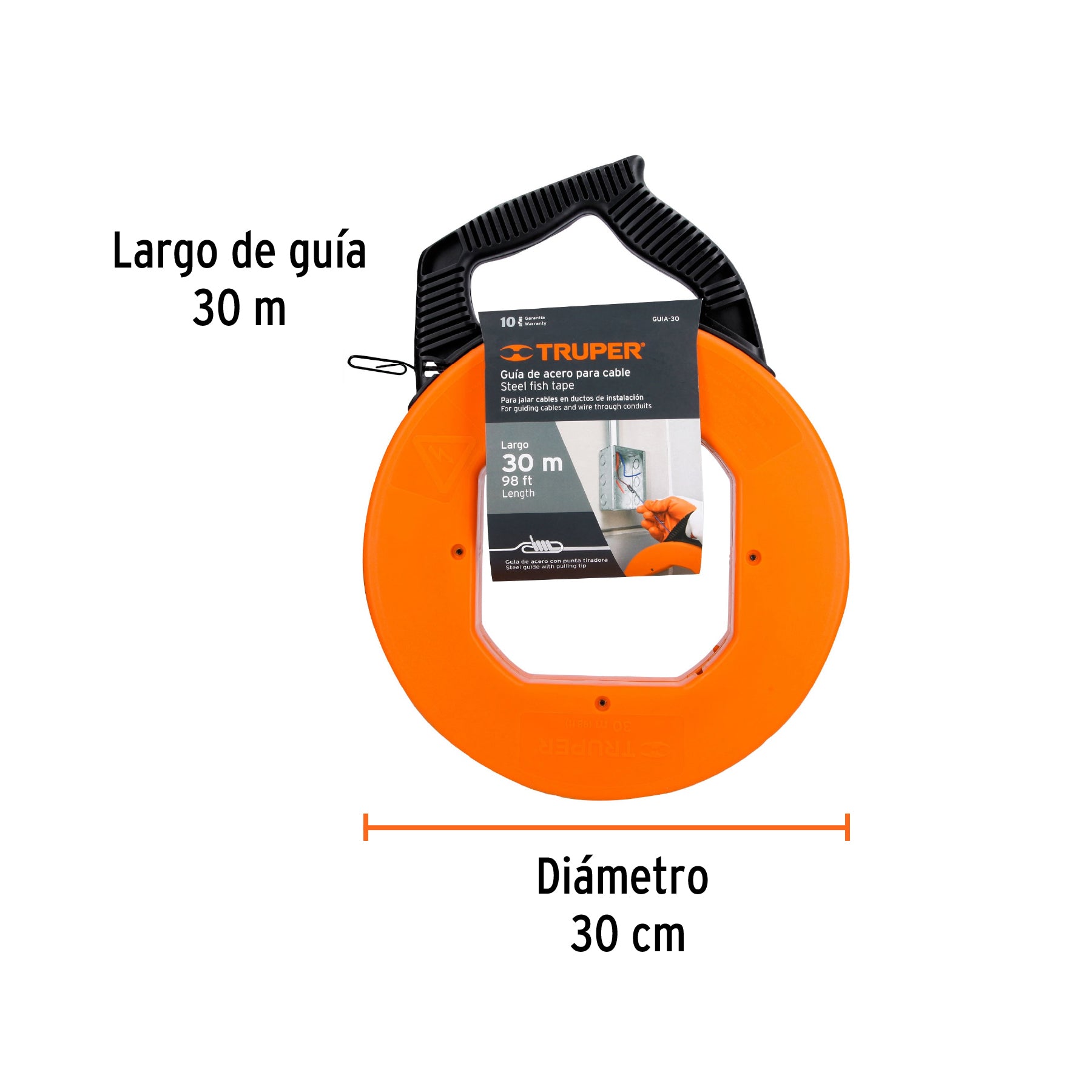 Guía de acero de 30 m para cable, TRUPER