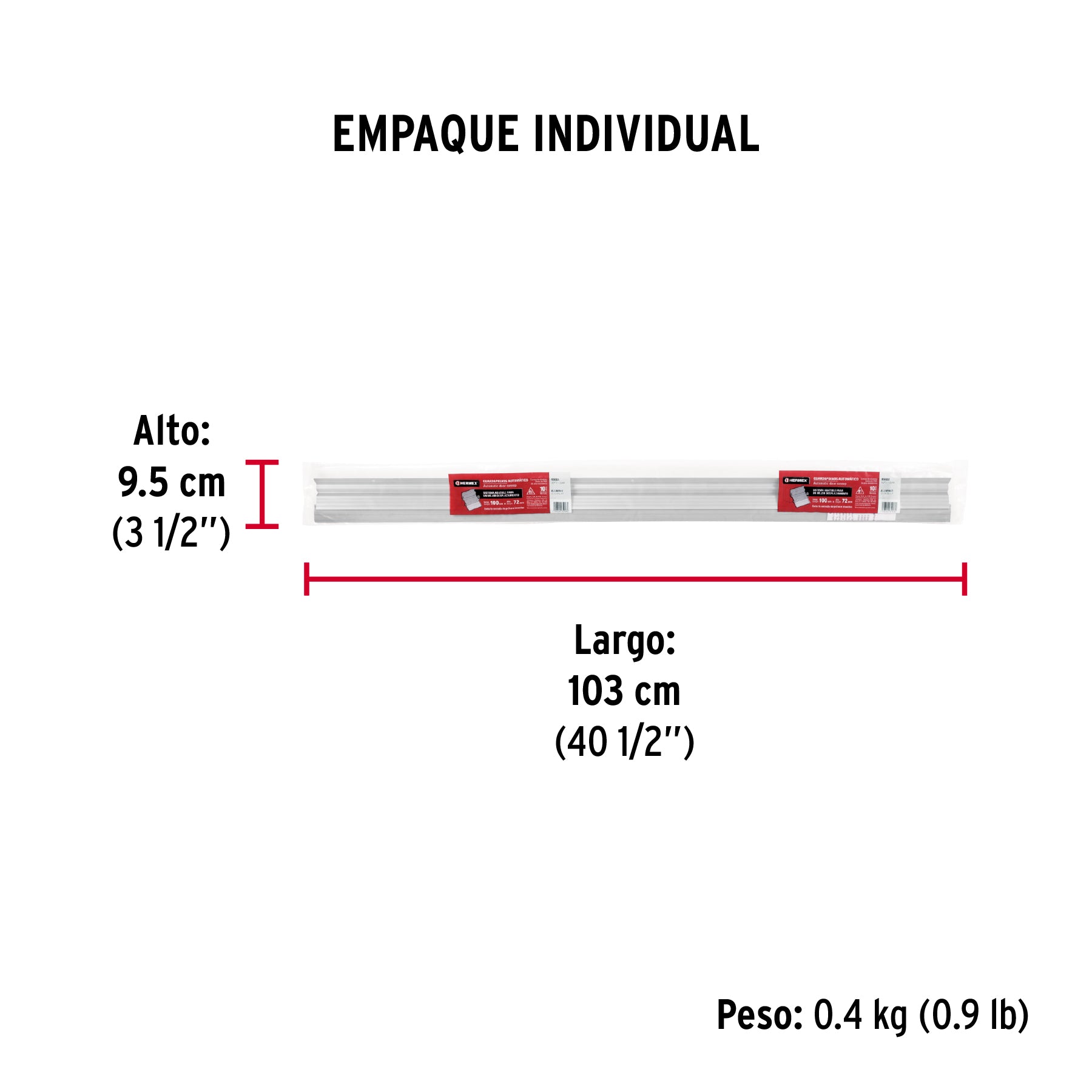 Guardapolvo automático 100 cm aluminio, HERMEX - Empaque