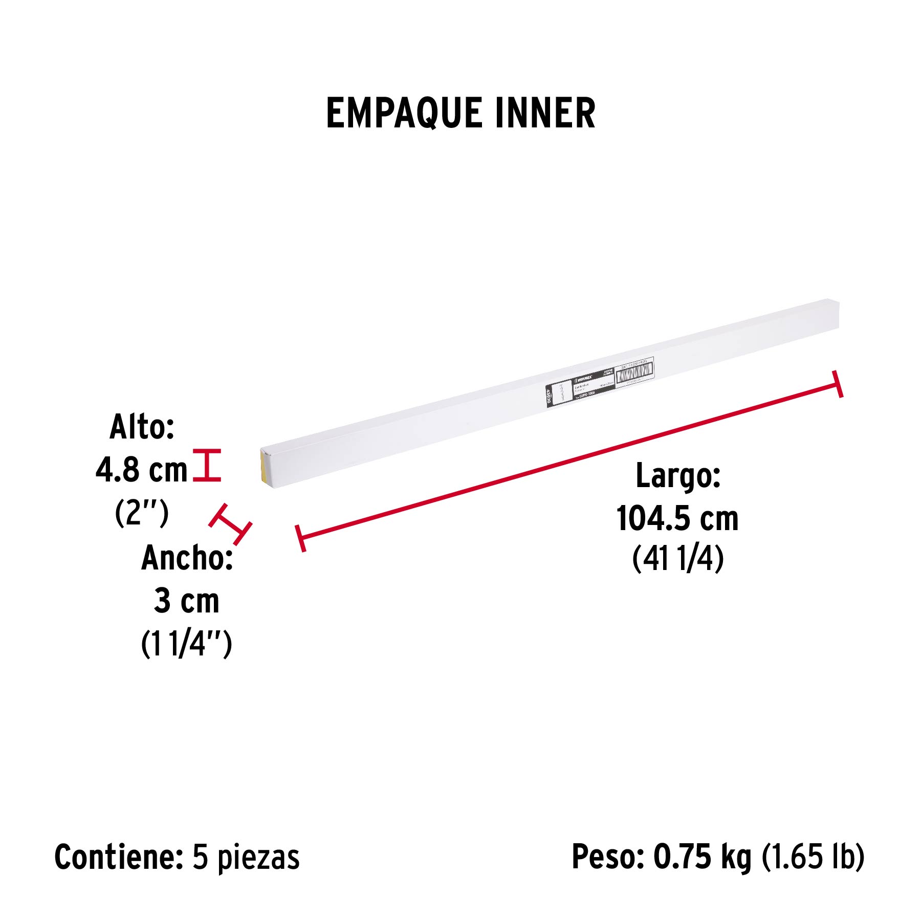 Guardapolvo fijo de 100 cm, aluminio, HERMEX - Empaque