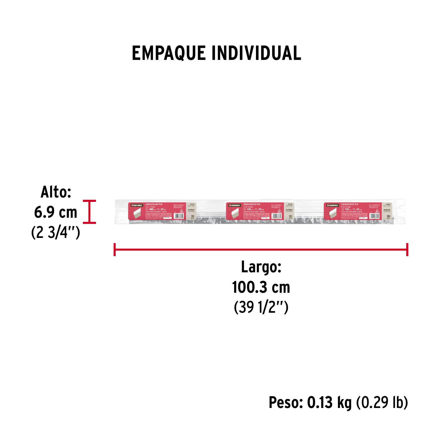 Guardapolvo fijo de 100 cm, aluminio, HERMEX - Empaque
