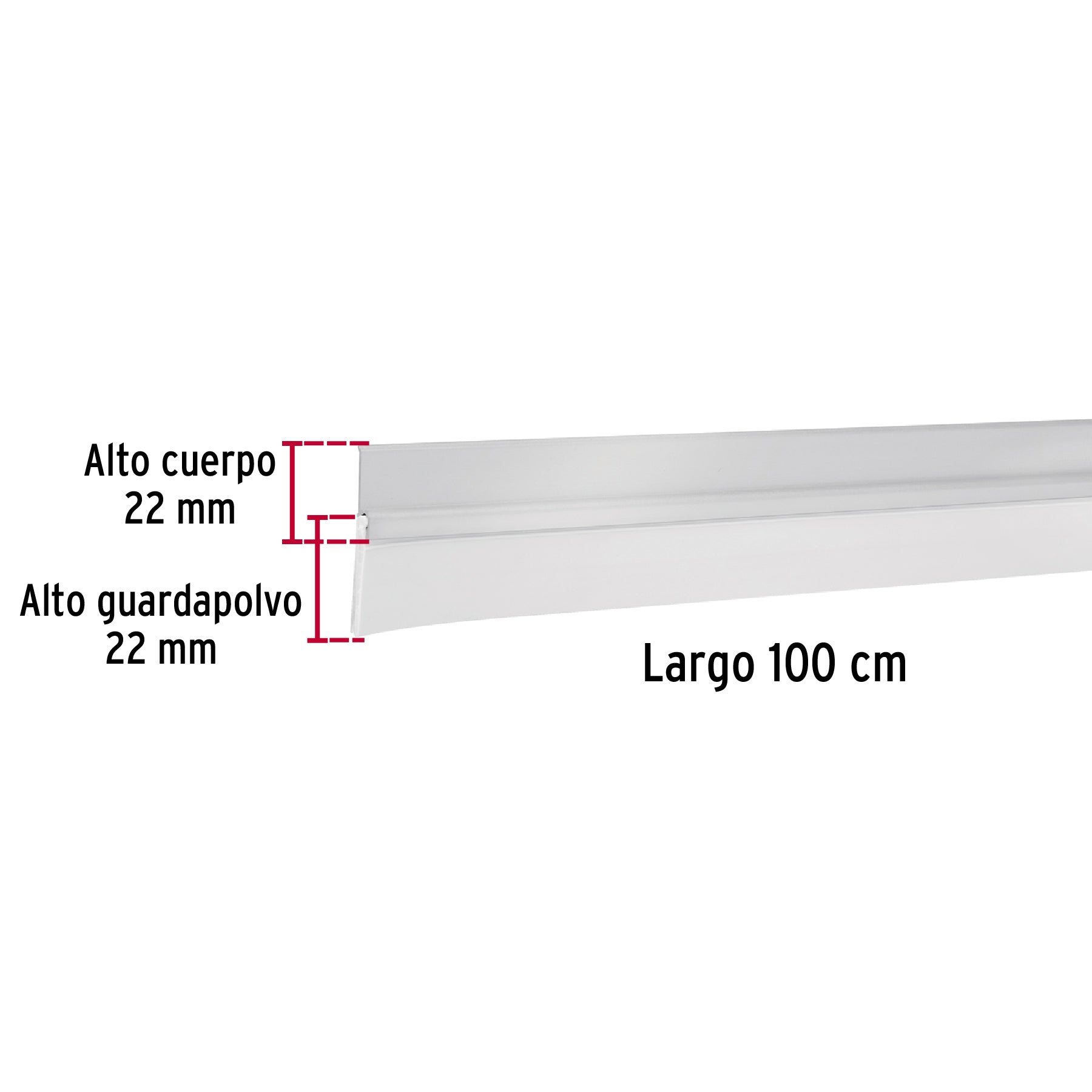 Guardapolvo fijo de 100 cm, aluminio, HERMEX