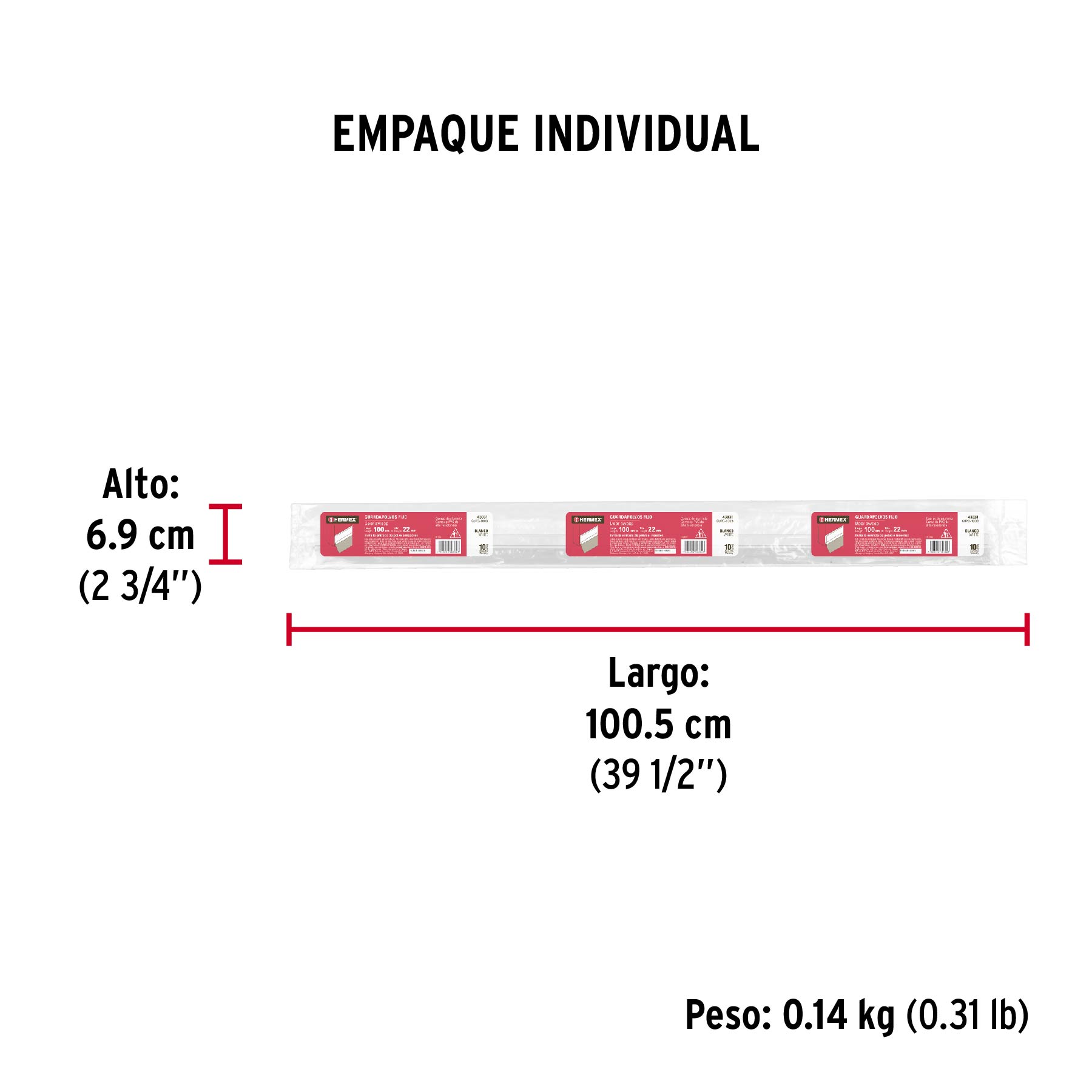 Guardapolvo fijo de 100 cm, blanco, HERMEX - Empaque