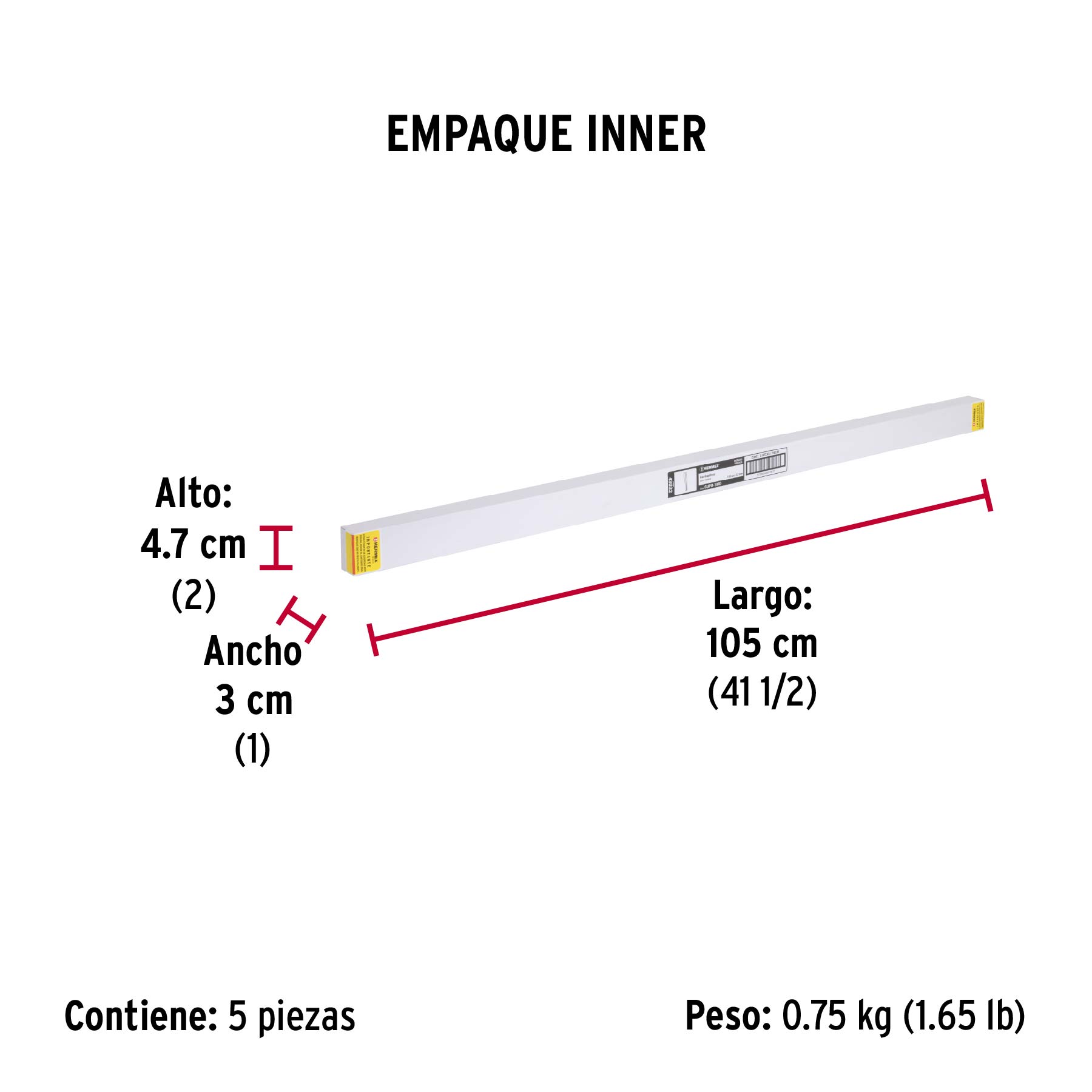 Guardapolvo fijo de 100 cm, dorado, HERMEX - Empaque