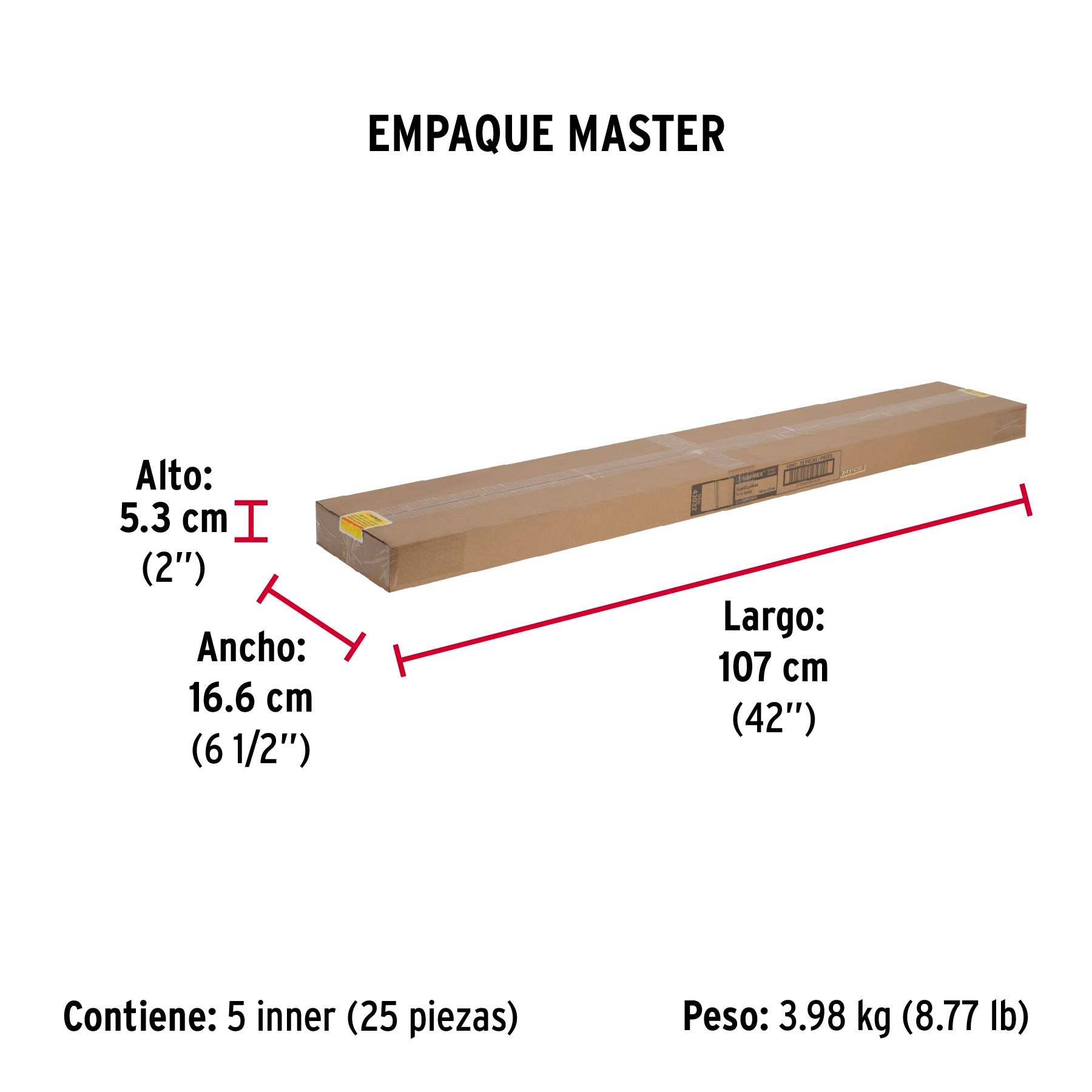 Guardapolvo fijo de 100 cm, dorado, HERMEX - Empaque