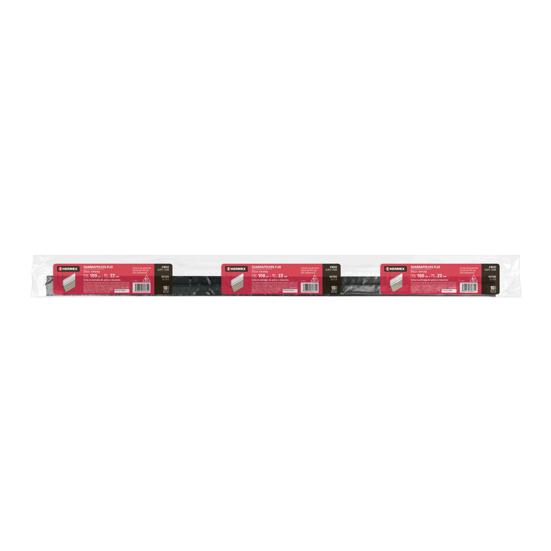 Guardapolvo fijo de 100 cm, negro, HERMEX
