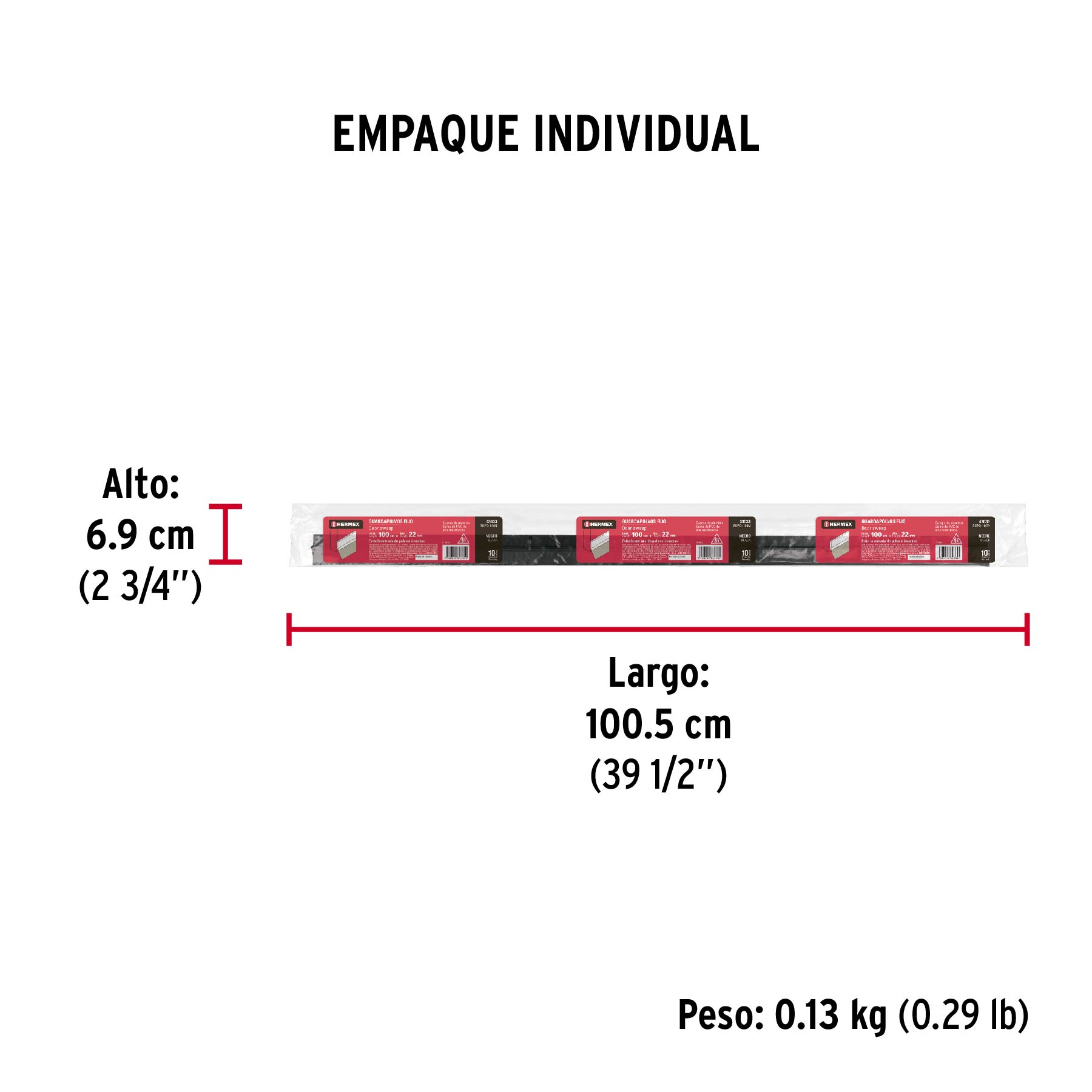 Guardapolvo fijo de 100 cm, negro, HERMEX - Empaque