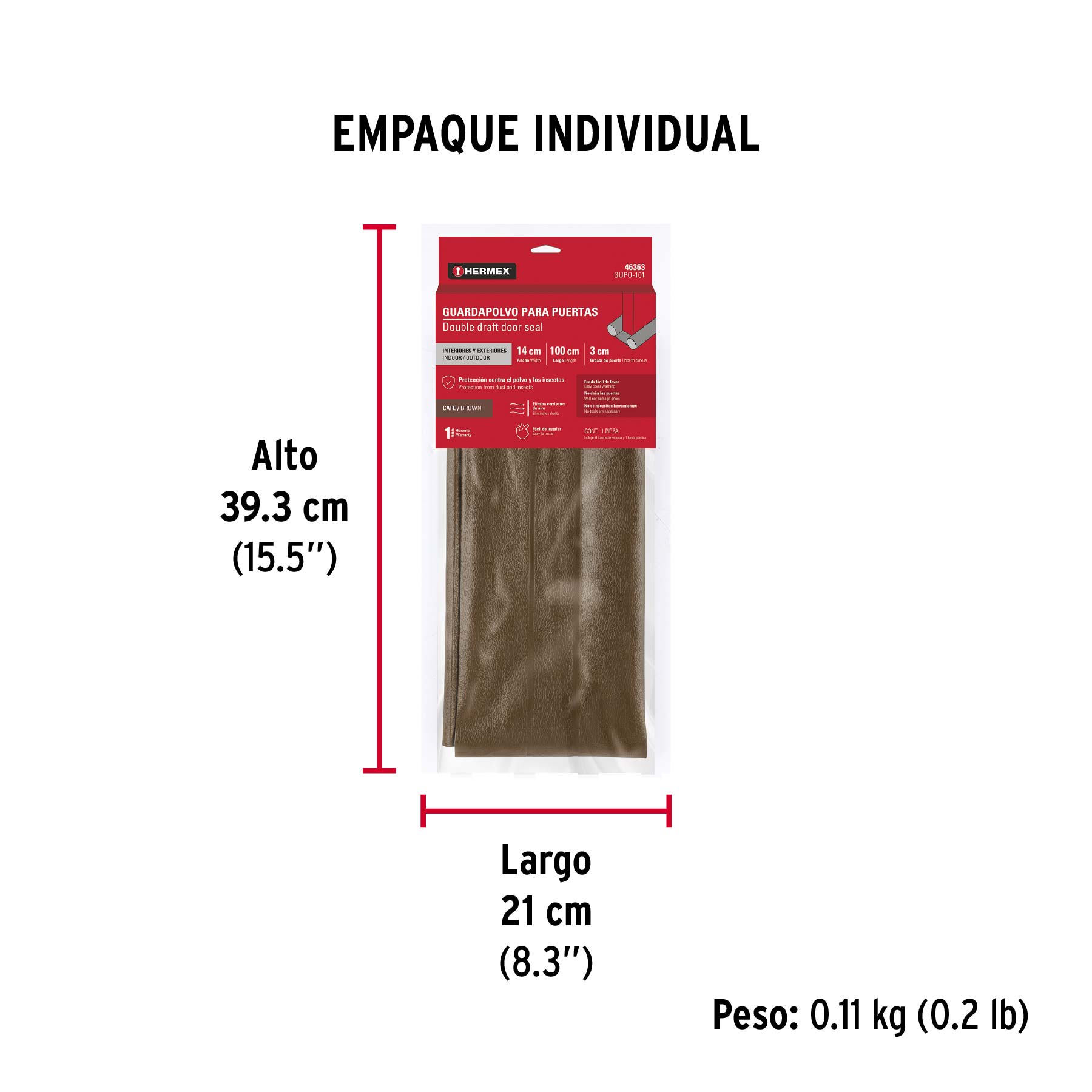 Guardapolvo con funda 95 cm, café, HERMEX - Empaque
