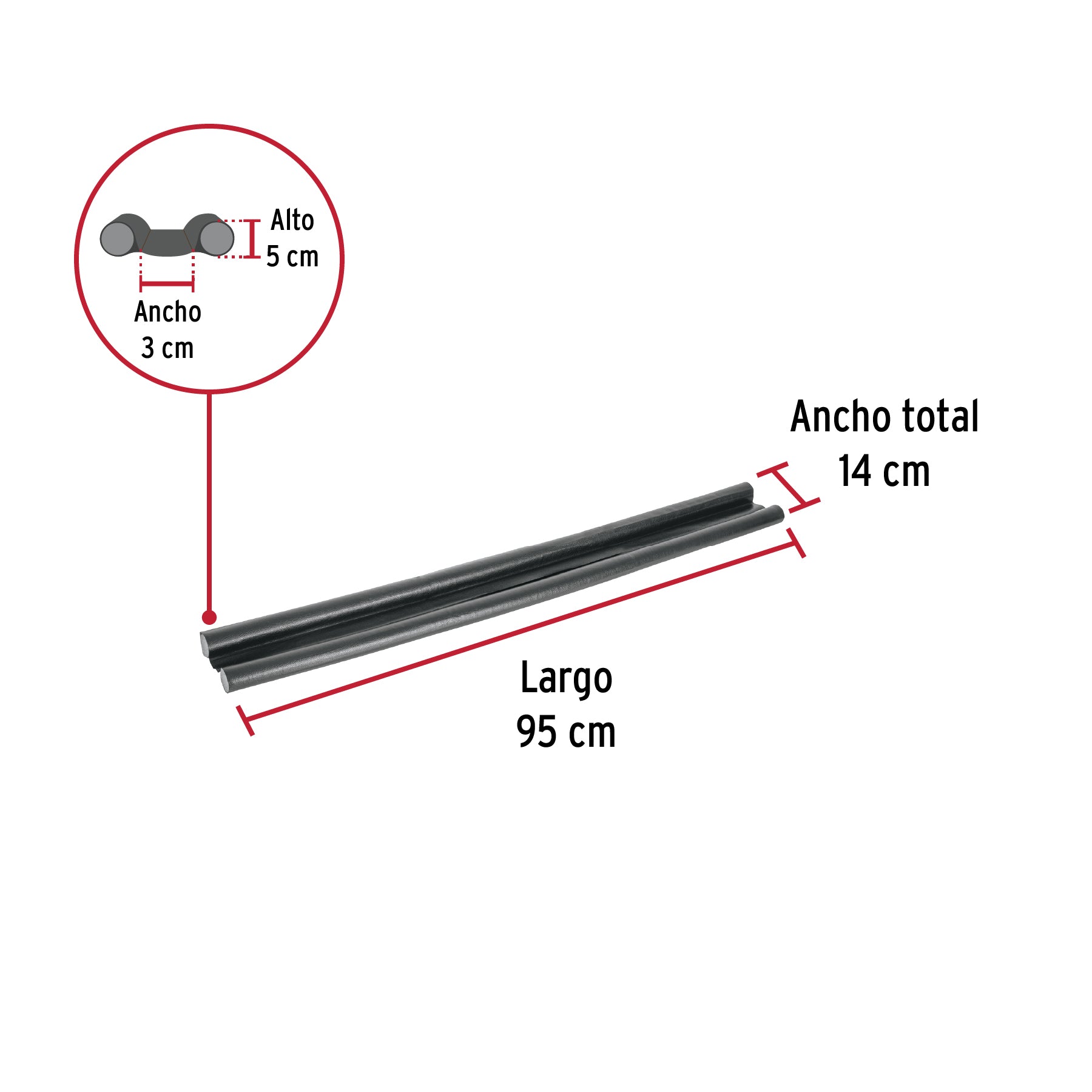 Guardapolvo con funda 95 cm, negro, HERMEX