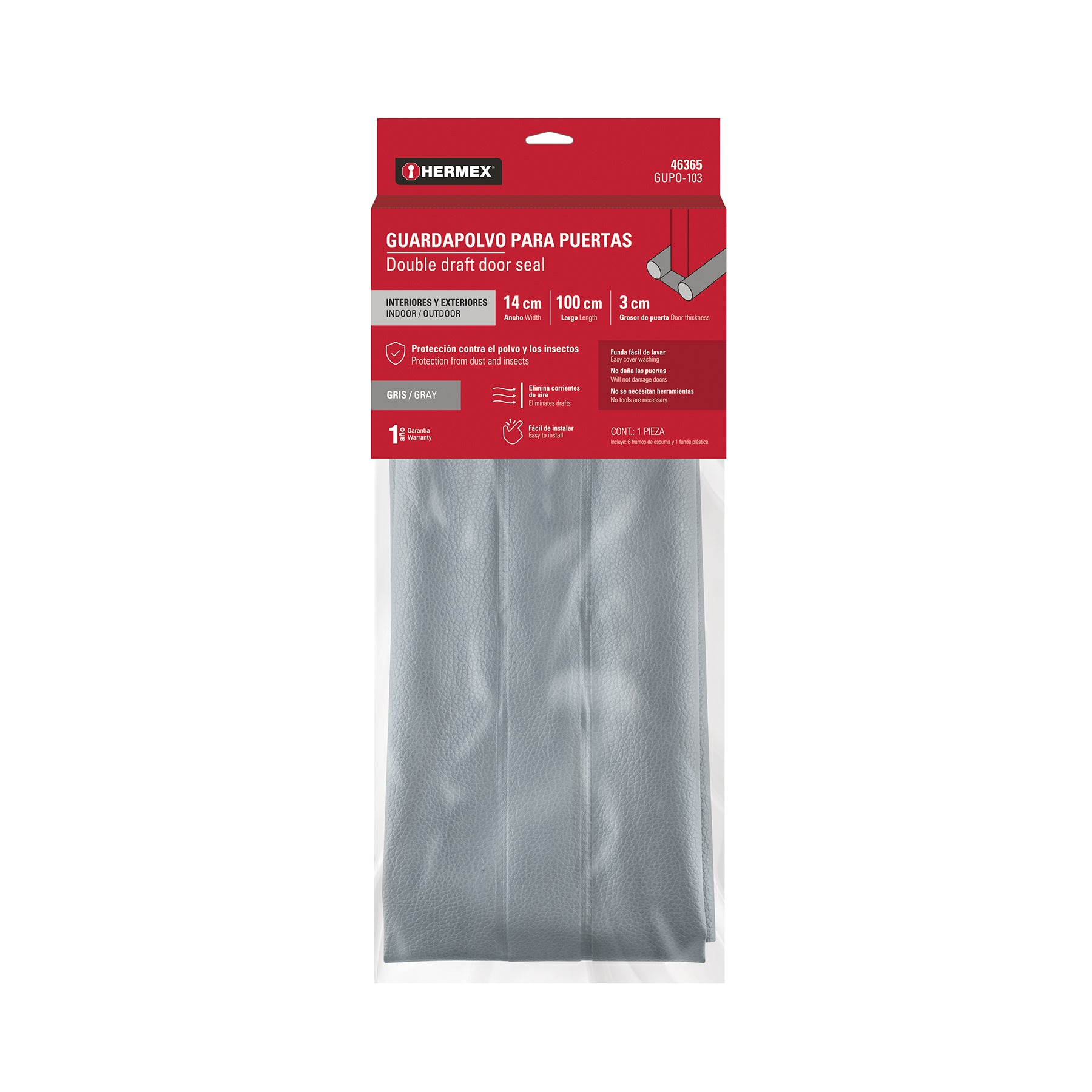 Guardapolvo con funda 95 cm, gris, HERMEX