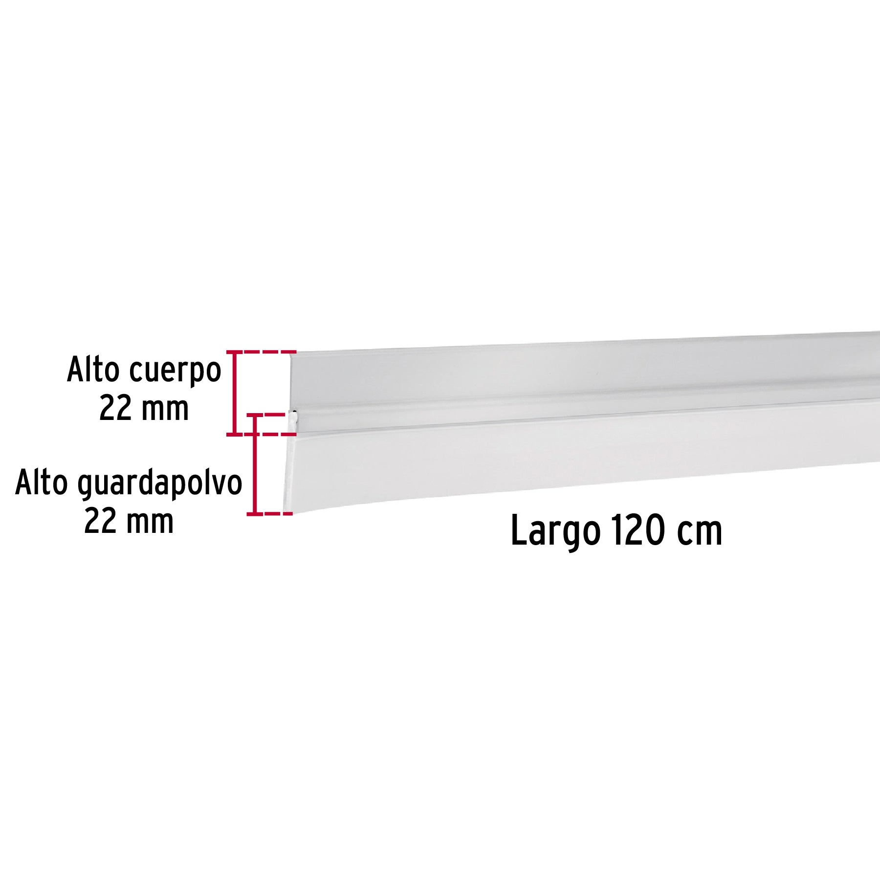 Guardapolvo fijo de 120 cm, aluminio, HERMEX
