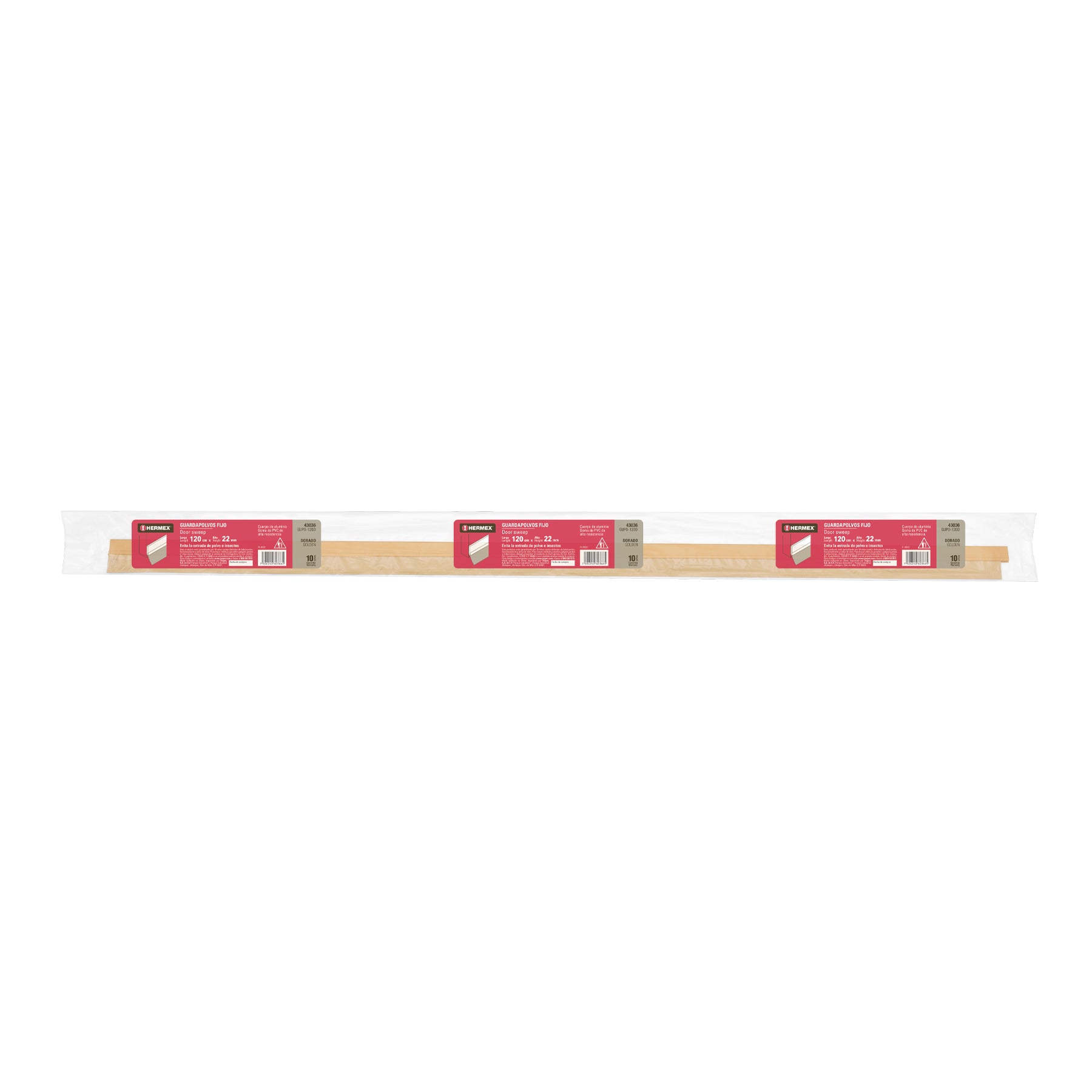 Guardapolvo fijo de 120 cm, dorado, HERMEX