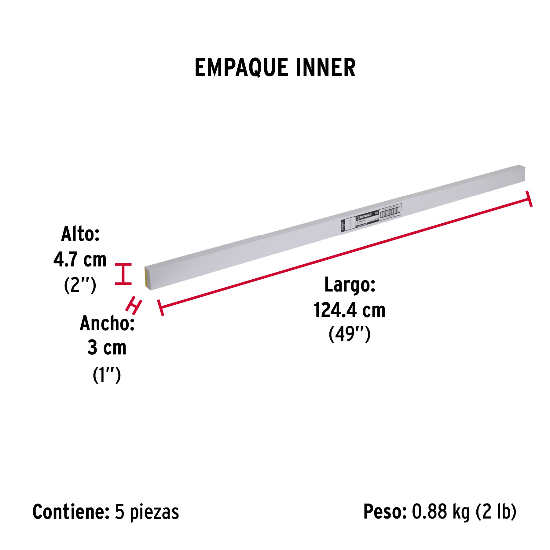 Guardapolvo fijo de 120 cm, dorado, HERMEX - Empaque